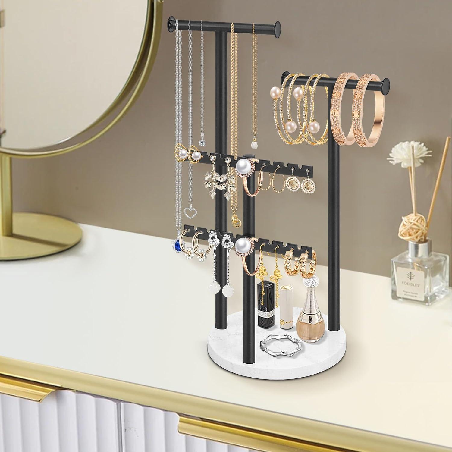 Soporte Organizador de Joyería Jeasor 33.99 cm Negro Metal