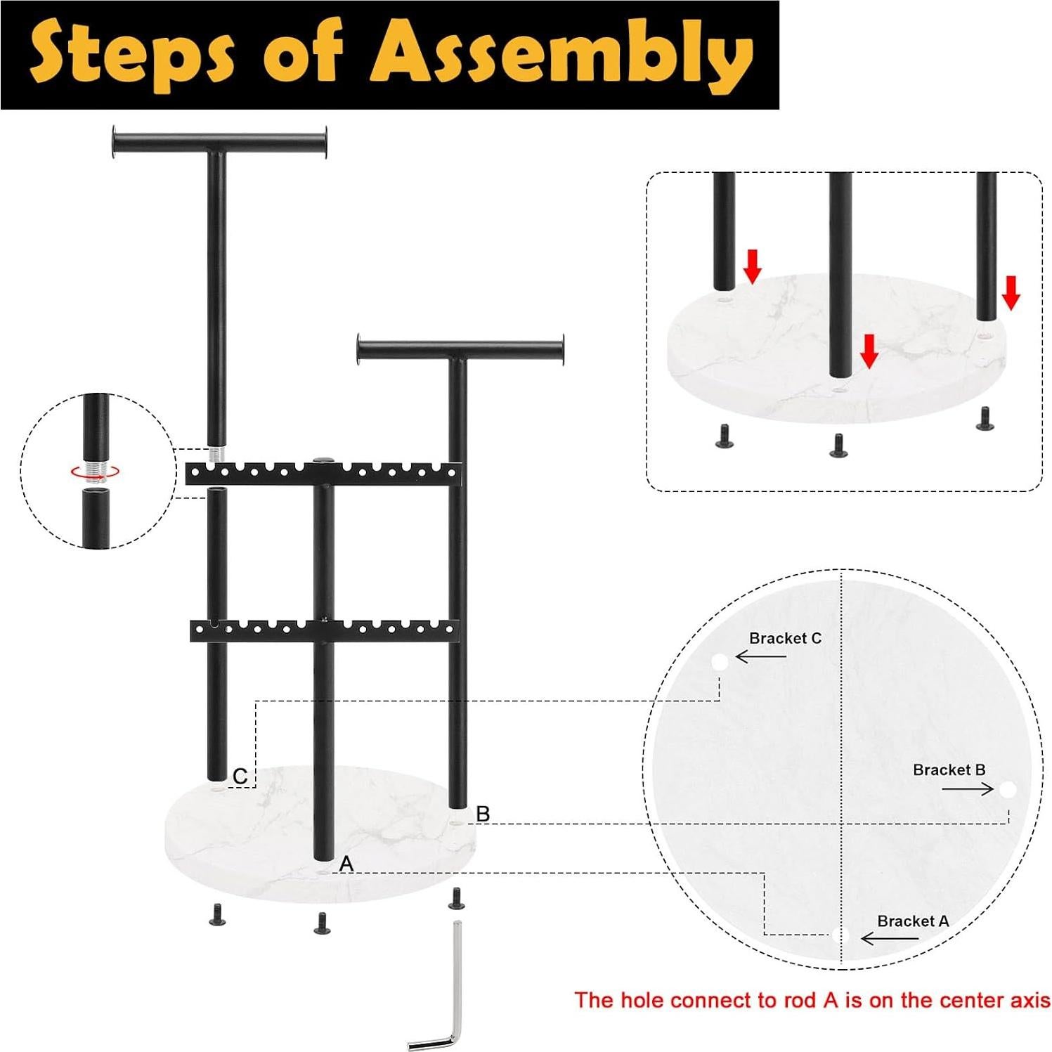 Soporte Organizador de Joyería Jeasor 33.99 cm Negro Metal
