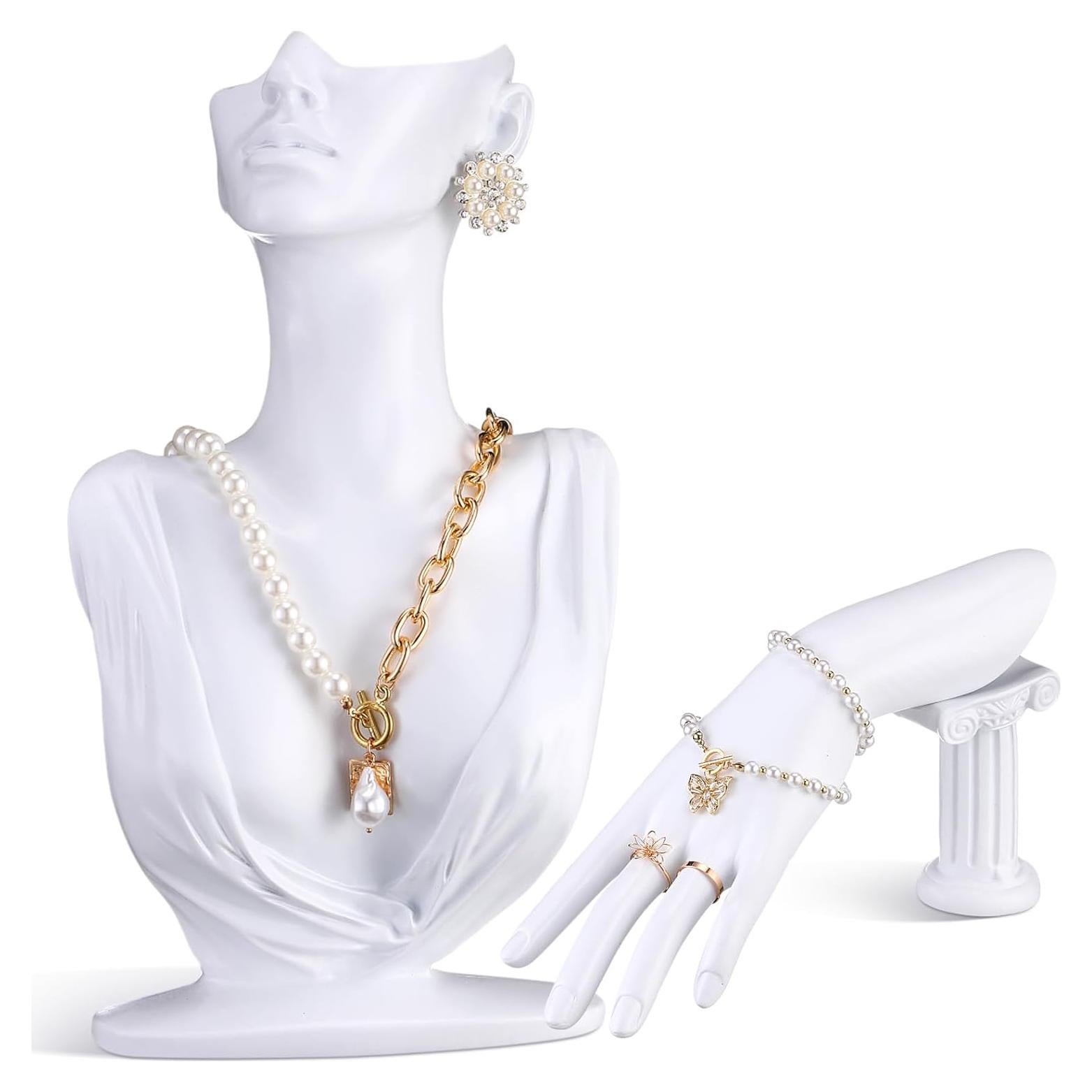 Conjunto de Exhibición de Joyería Yalikop - 2 Piezas Blanco