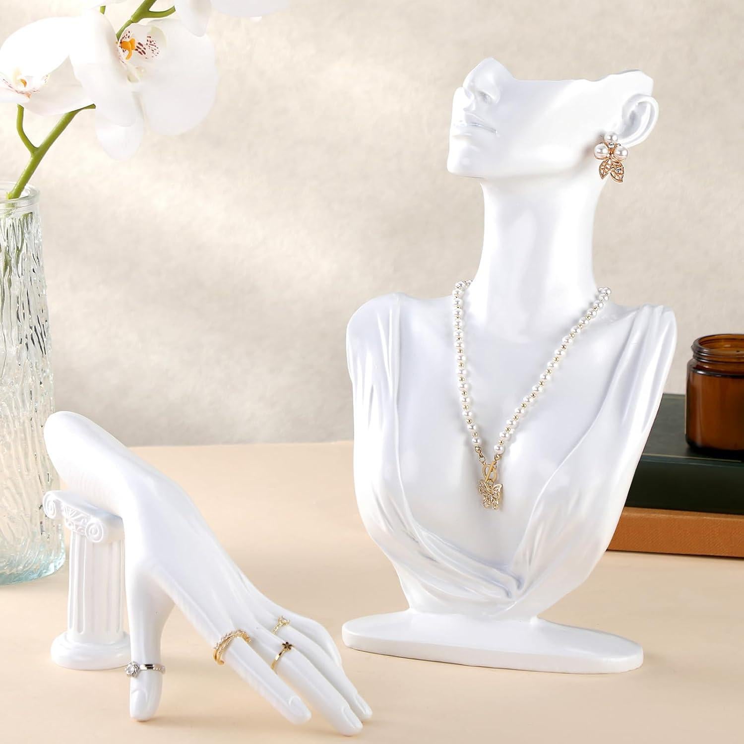 Conjunto de Exhibición de Joyería Yalikop - 2 Piezas Blanco