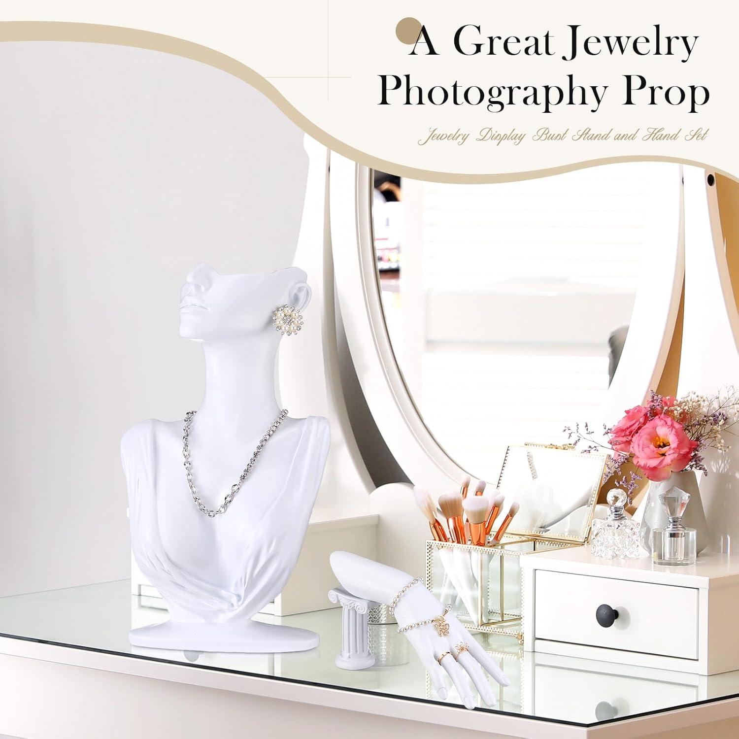 Conjunto de Exhibición de Joyería Yalikop - 2 Piezas Blanco