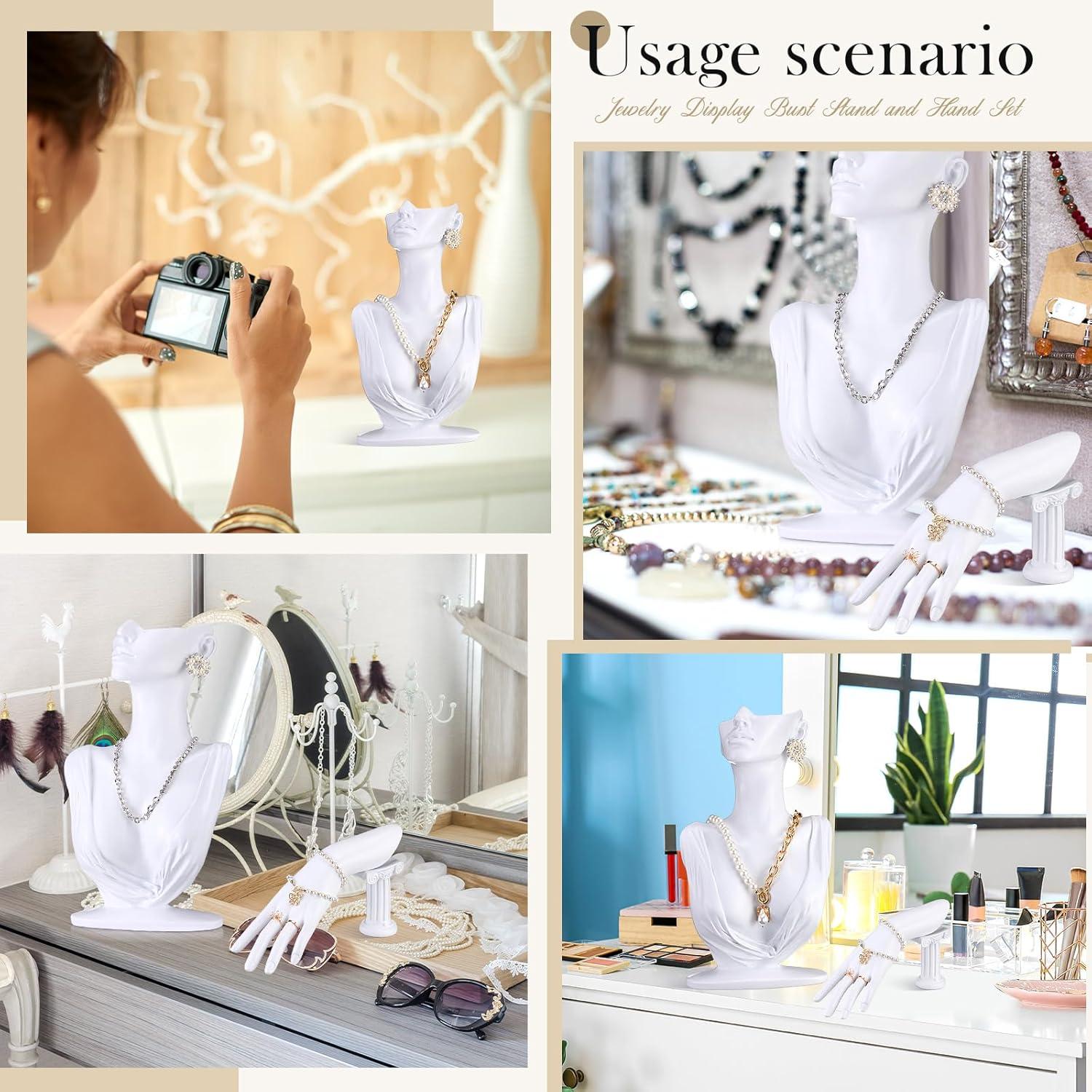 Conjunto de Exhibición de Joyería Yalikop - 2 Piezas Blanco