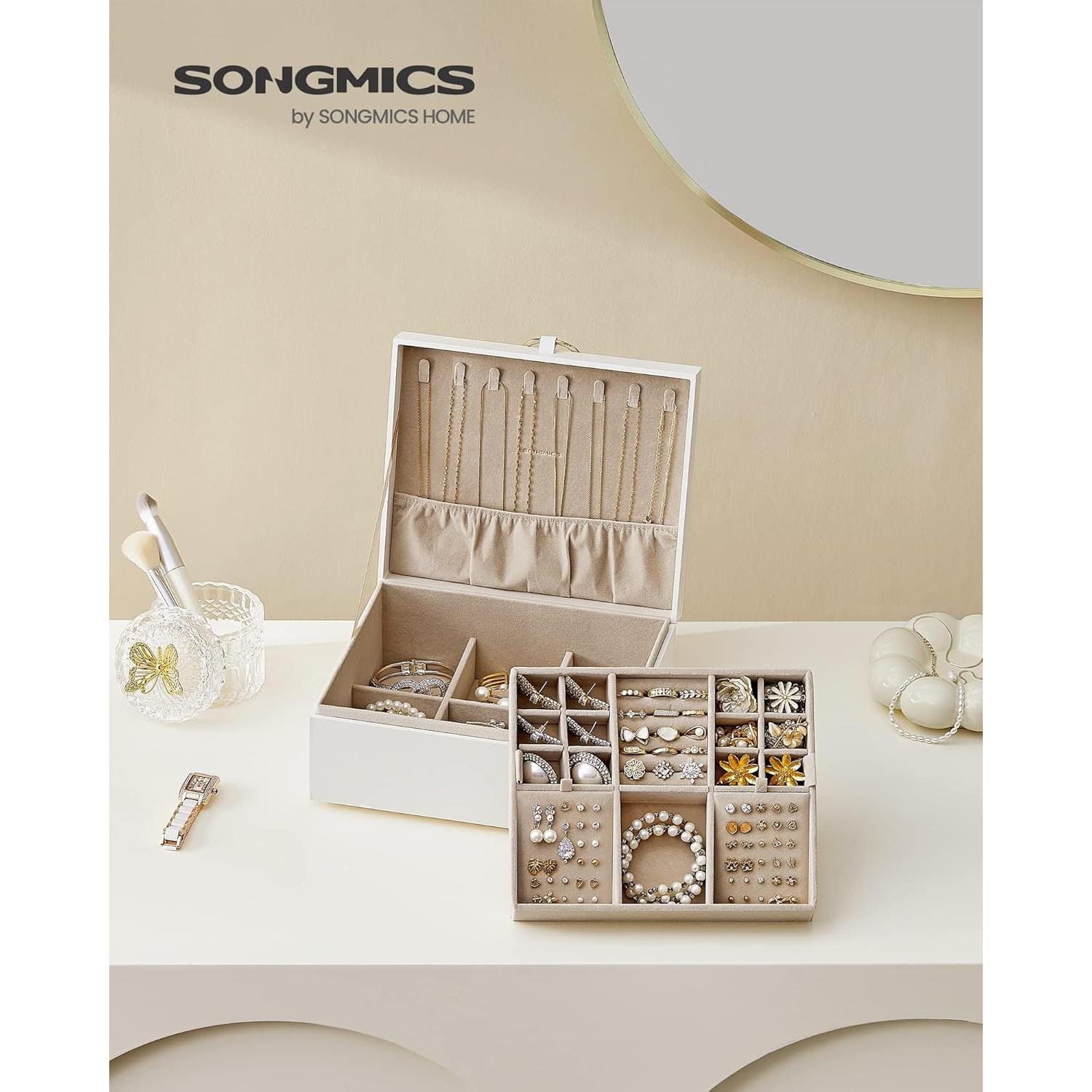 Caja de Joyería SONGMICS 2 Capas Blanco Organizador Elegante