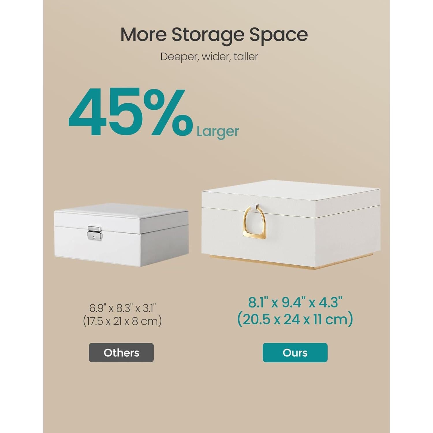 Caja de Joyería SONGMICS 2 Capas Blanco Organizador Elegante