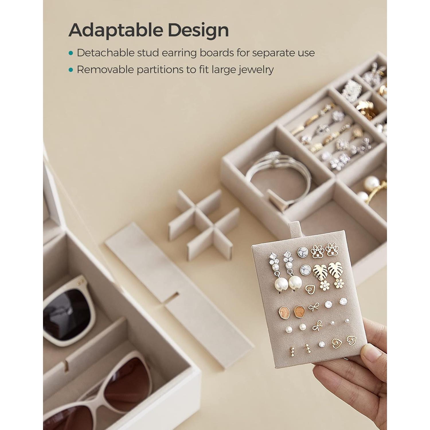 Caja de Joyería SONGMICS 2 Capas Blanco Organizador Elegante