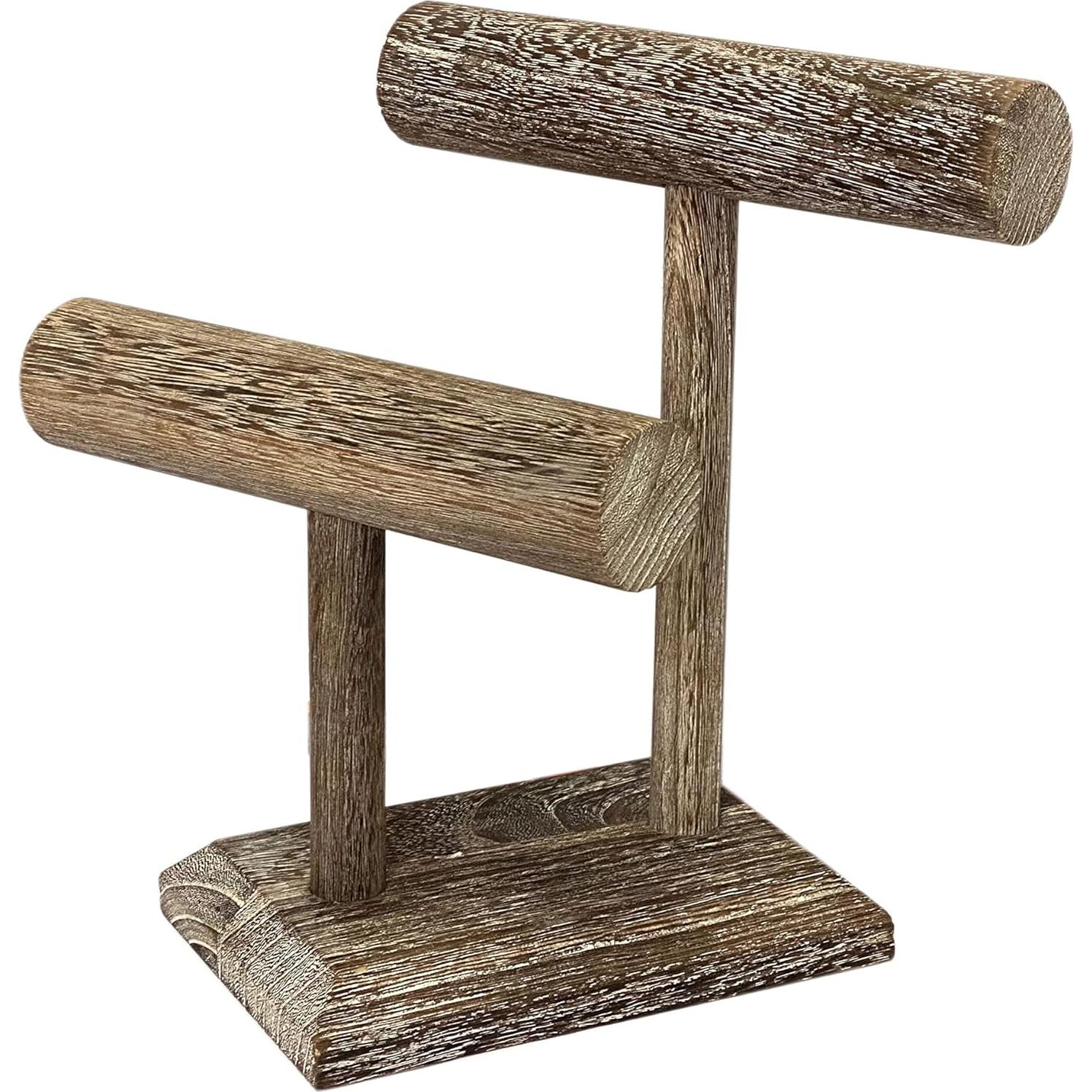 Torre de exhibición de joyas Cregugua 2 niveles madera rústica