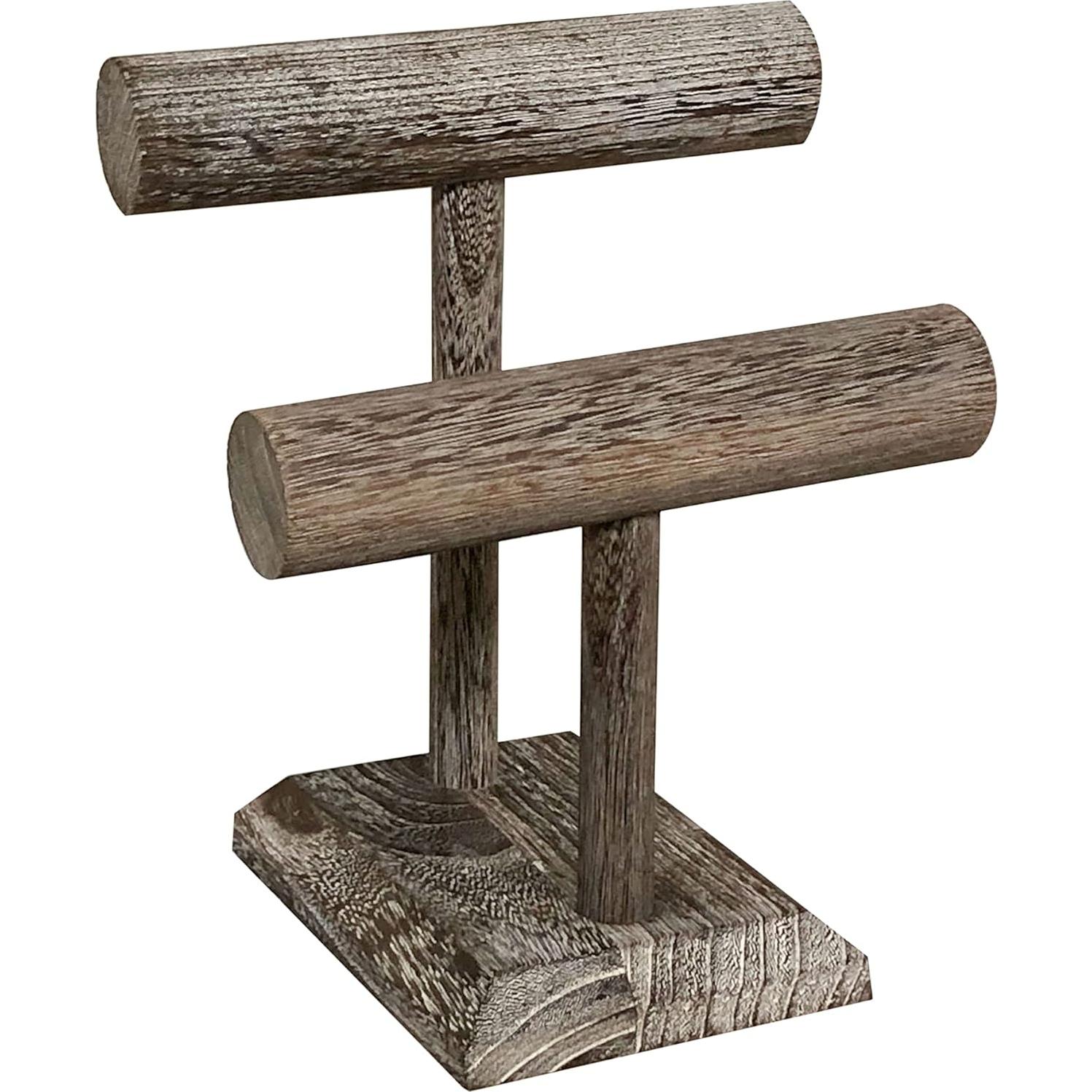 Torre de exhibición de joyas Cregugua 2 niveles madera rústica