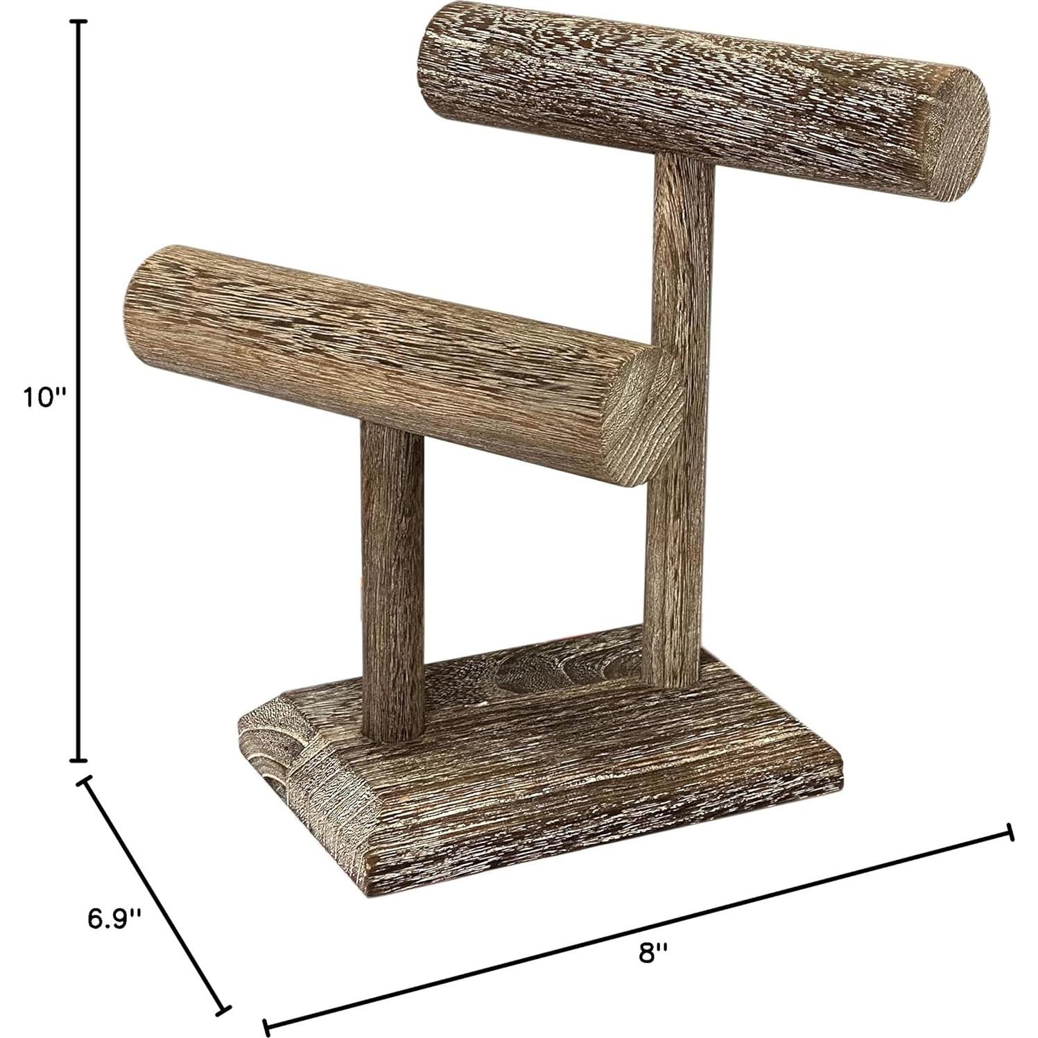 Torre de exhibición de joyas Cregugua 2 niveles madera rústica
