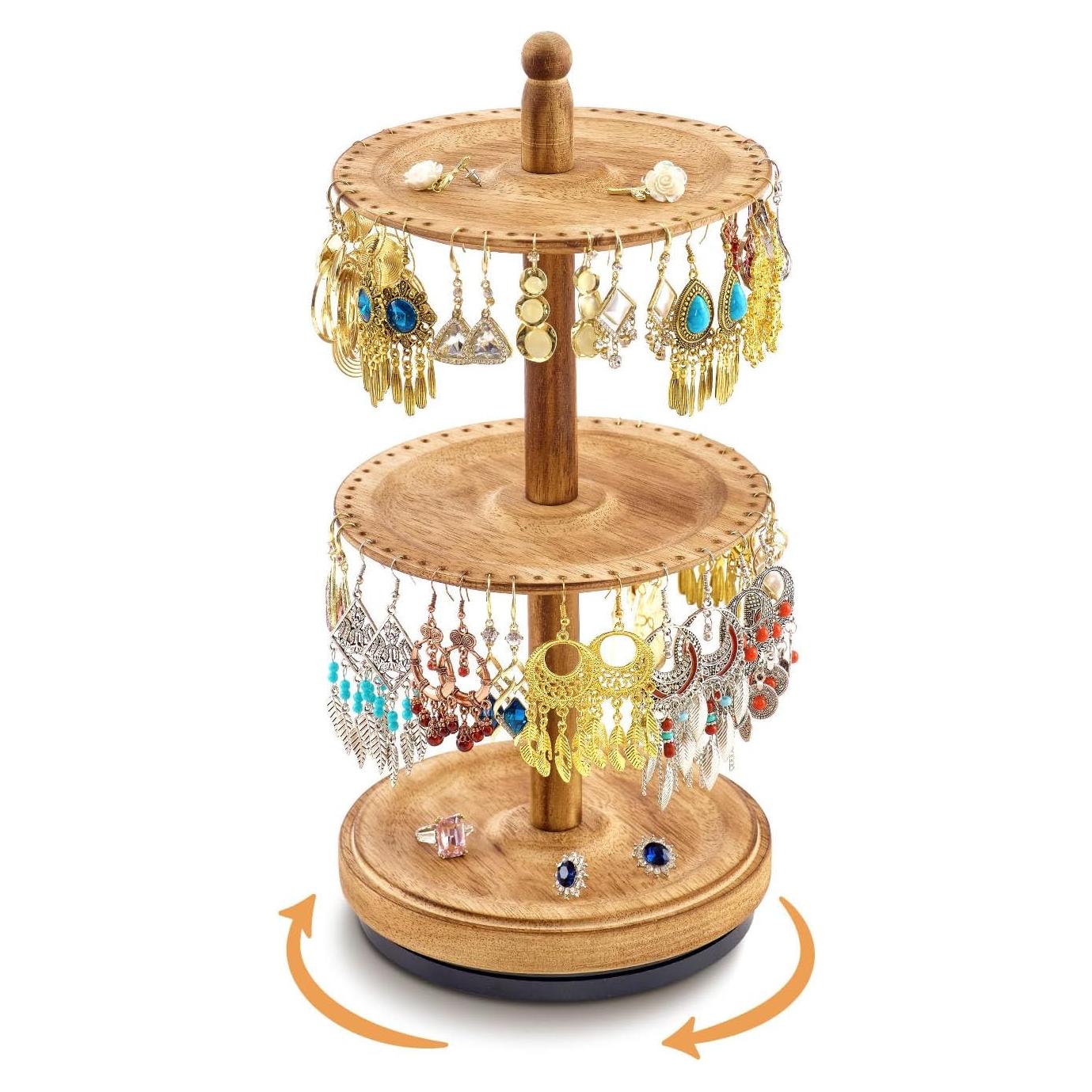 Organizador de Pendientes BNING de Madera Giratorio 3 Niveles
