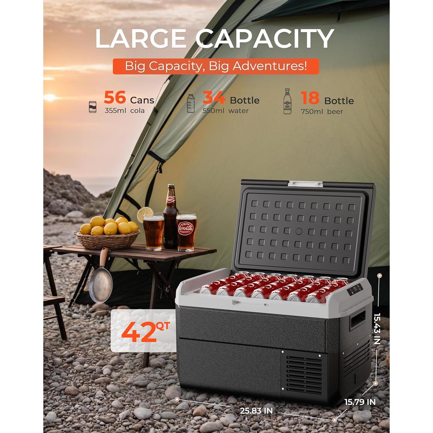 Refrigerador Portátil EKOJUCE 40L 12V/24V Control APP