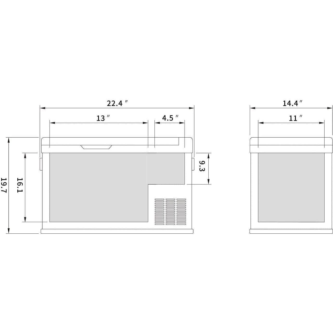 Domende 12 volt Refrigerator 54qt Portable Freezer Electric Cooler Compressor Car Fridge for Car Truck Vehicle RV Boat Outdoor and Home use 12/24V DC and 90-250 AC,Cooling to -4F