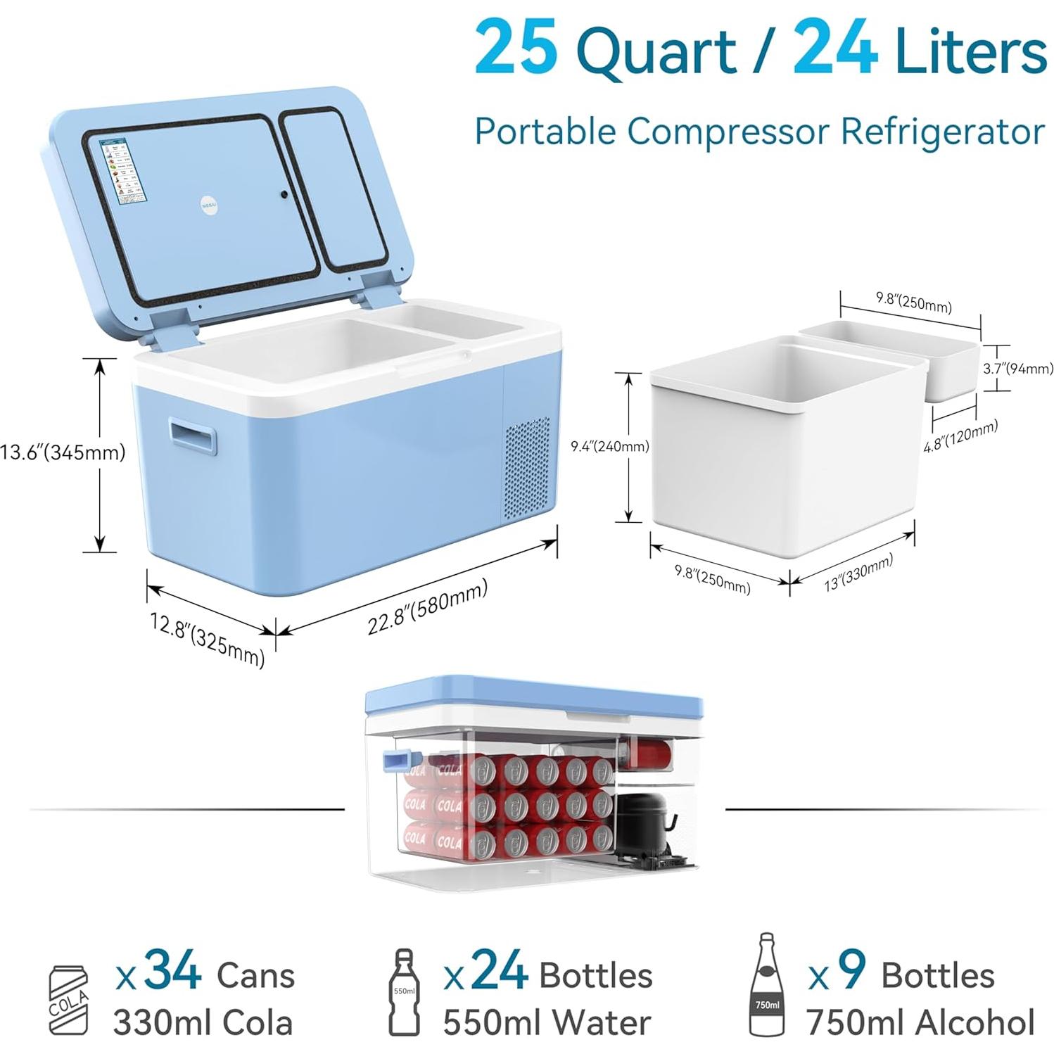 Refrigerador Portátil Doble Zona Megiu HC-24P4 25 Qt 12V/24V