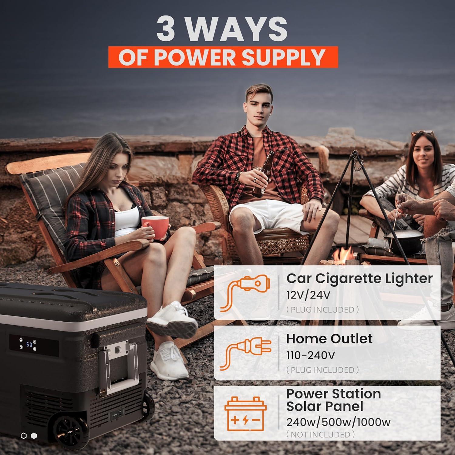 12V Refrigerator, 85 Quart Electric Cooler, 12V/24V DC 100~240V AC, 12v cooler -4℉~68℉, Portable Freezer with Wheels for Truck, RV, Camping,Travel