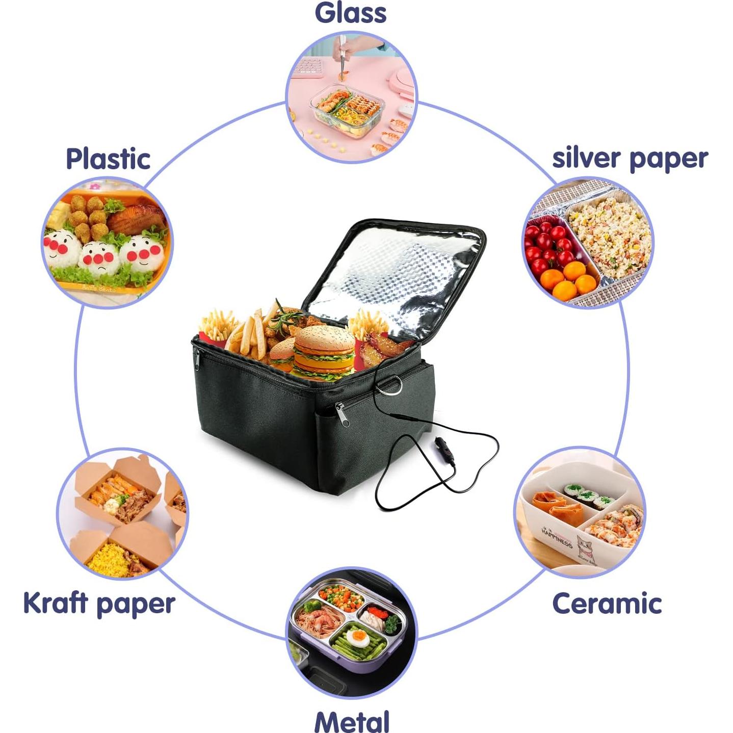 Caja de Almuerzo Eléctrica VAJOOCLL 12V 110W Portátil Negro