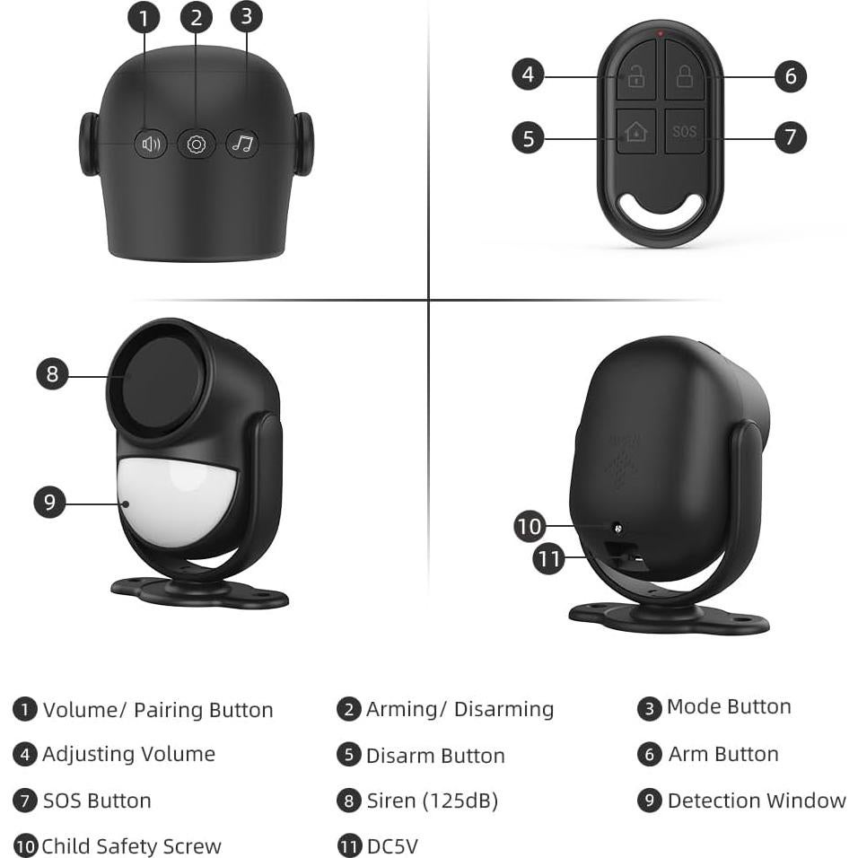 Alarma de Movimiento Inalámbrica Luckydeer 125dB con Control Remoto