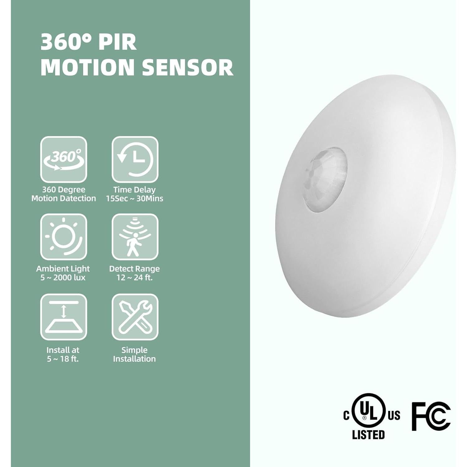 Interruptor de Sensor de Movimiento ECOELER YM2311 Blanco 360°