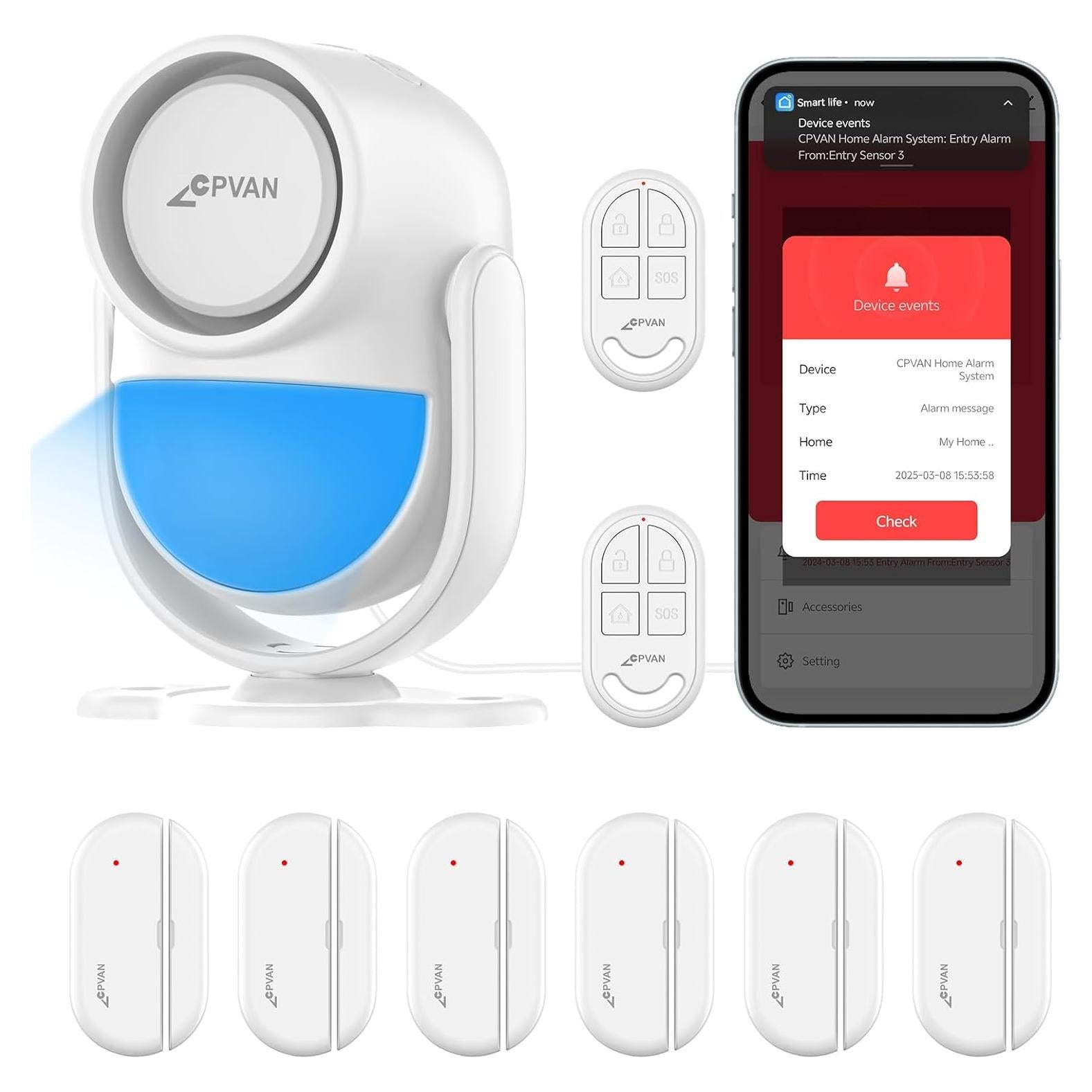 Sistema de Alarma Inalámbrico CPVAN para Hogar con 9 Piezas