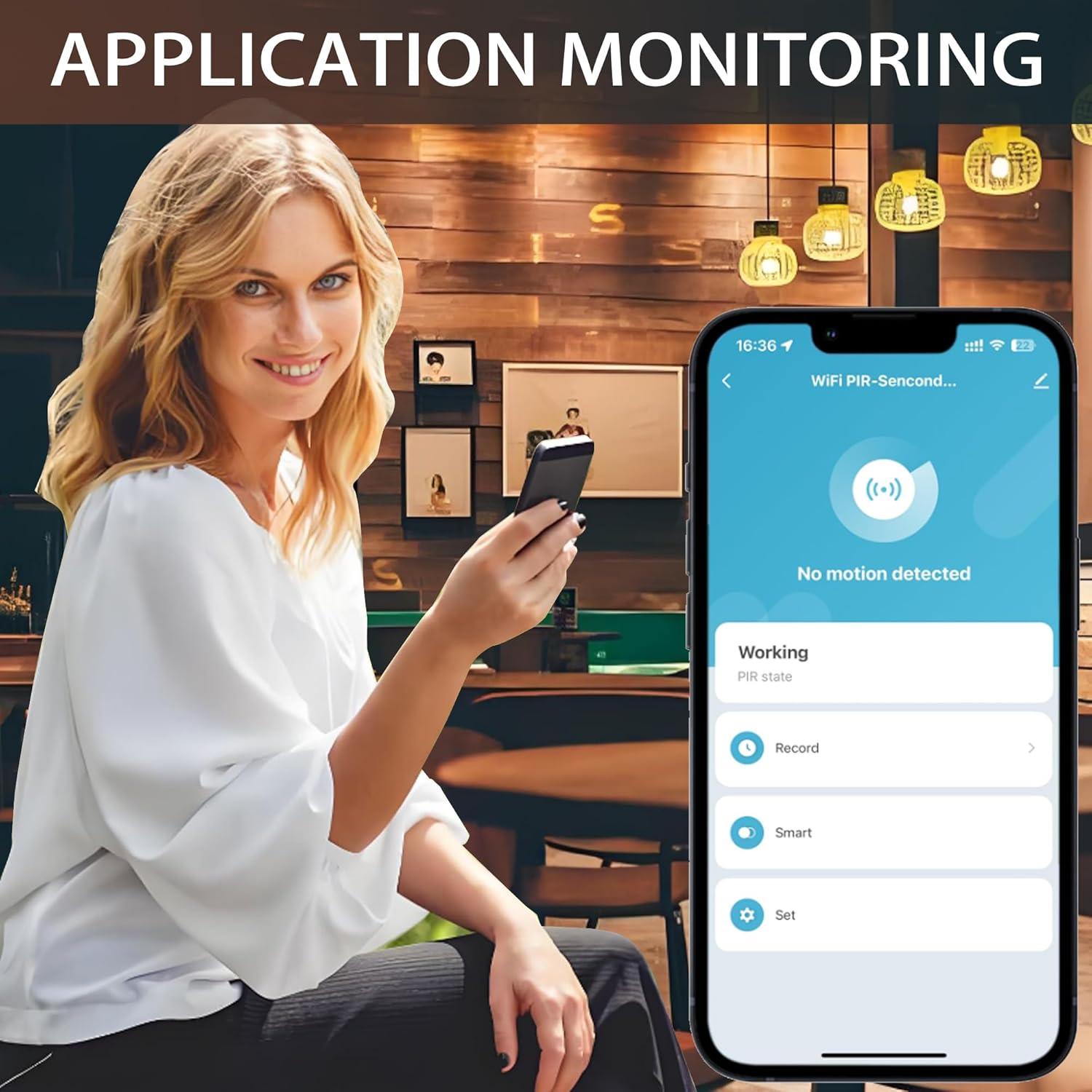 Sensor de Movimiento Infrarrojo QXMH WiFi 6m 128° con App