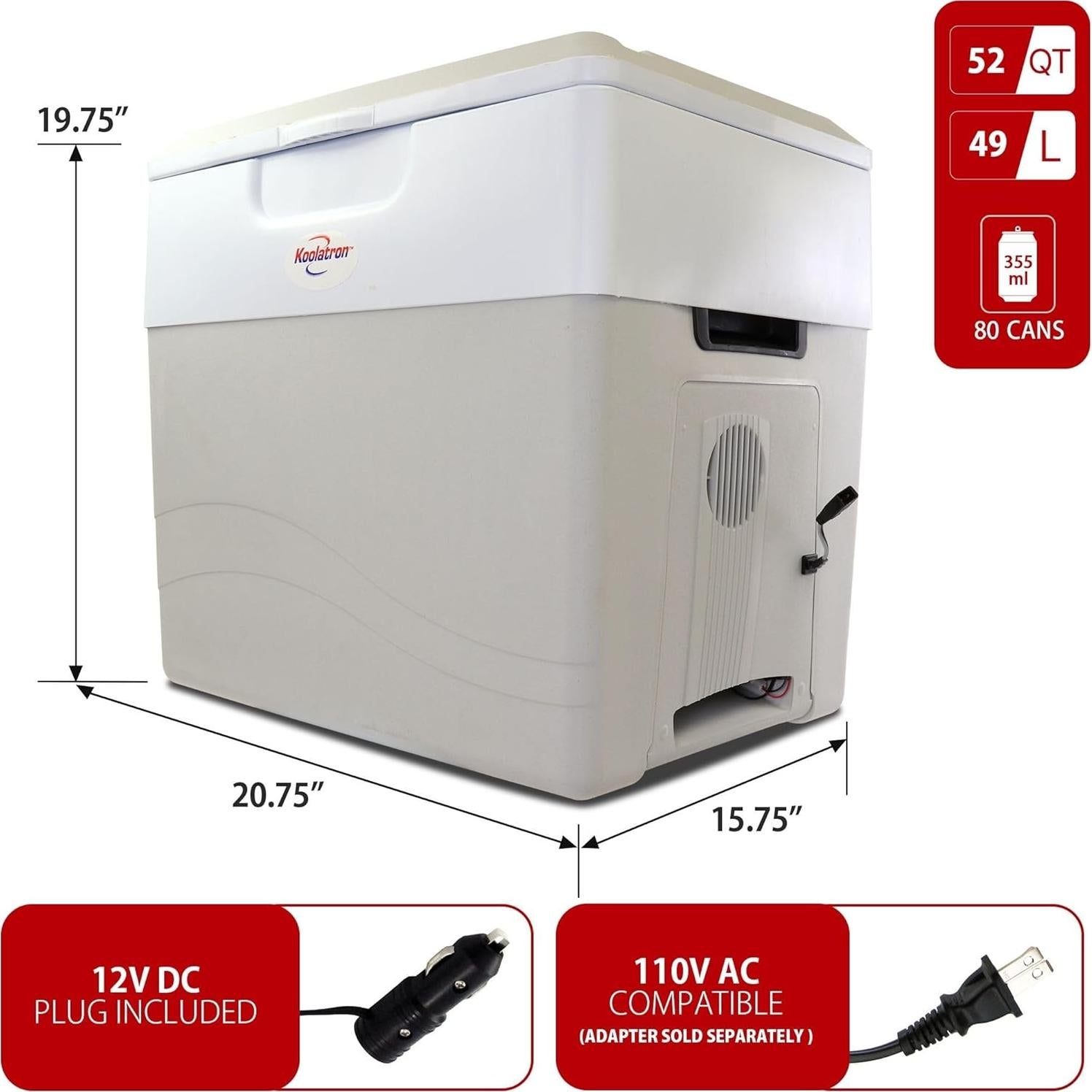 Enfriador Portátil Koolatron AC16 52L 12V Termoeléctrico