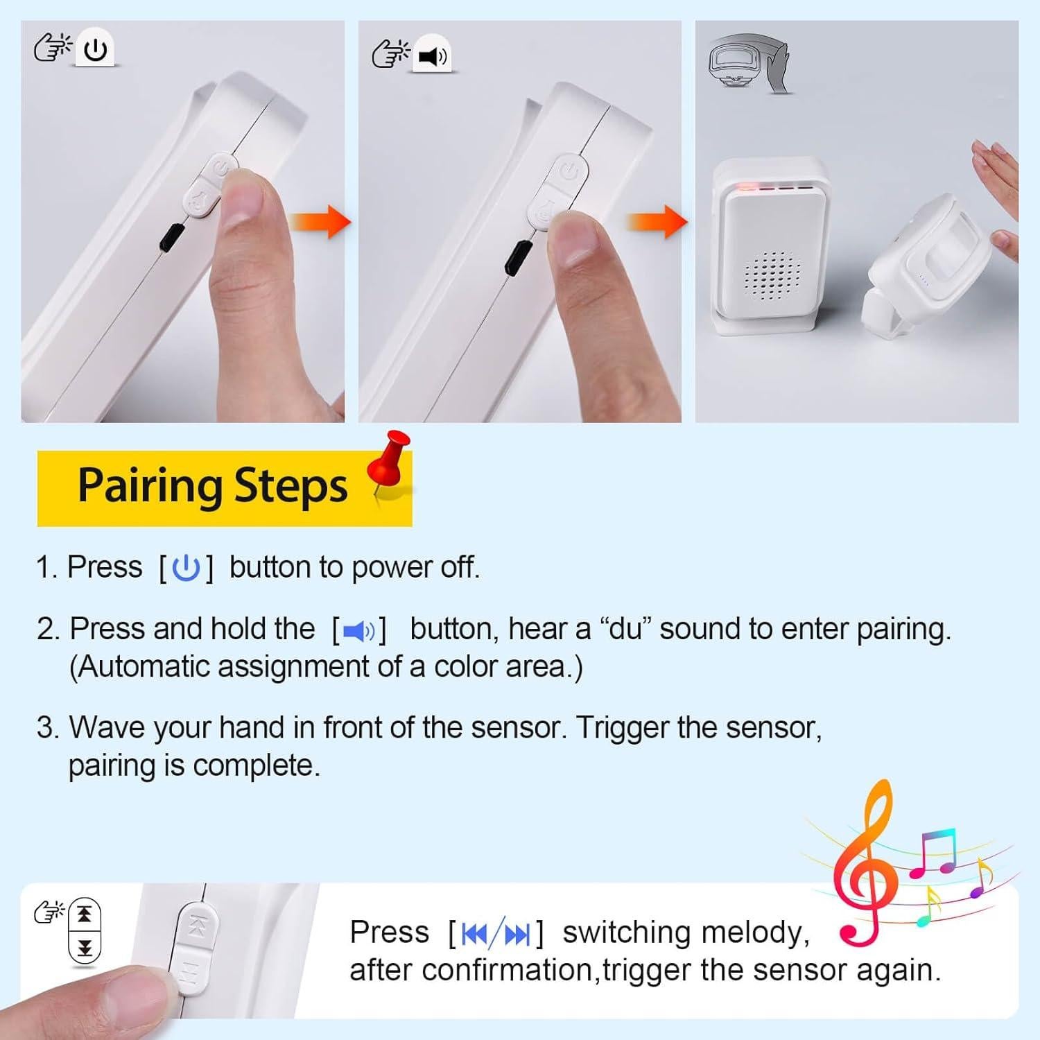 Alarma de Sensor de Movimiento Cruxer, Timbre Inalámbrico 1 Sensor