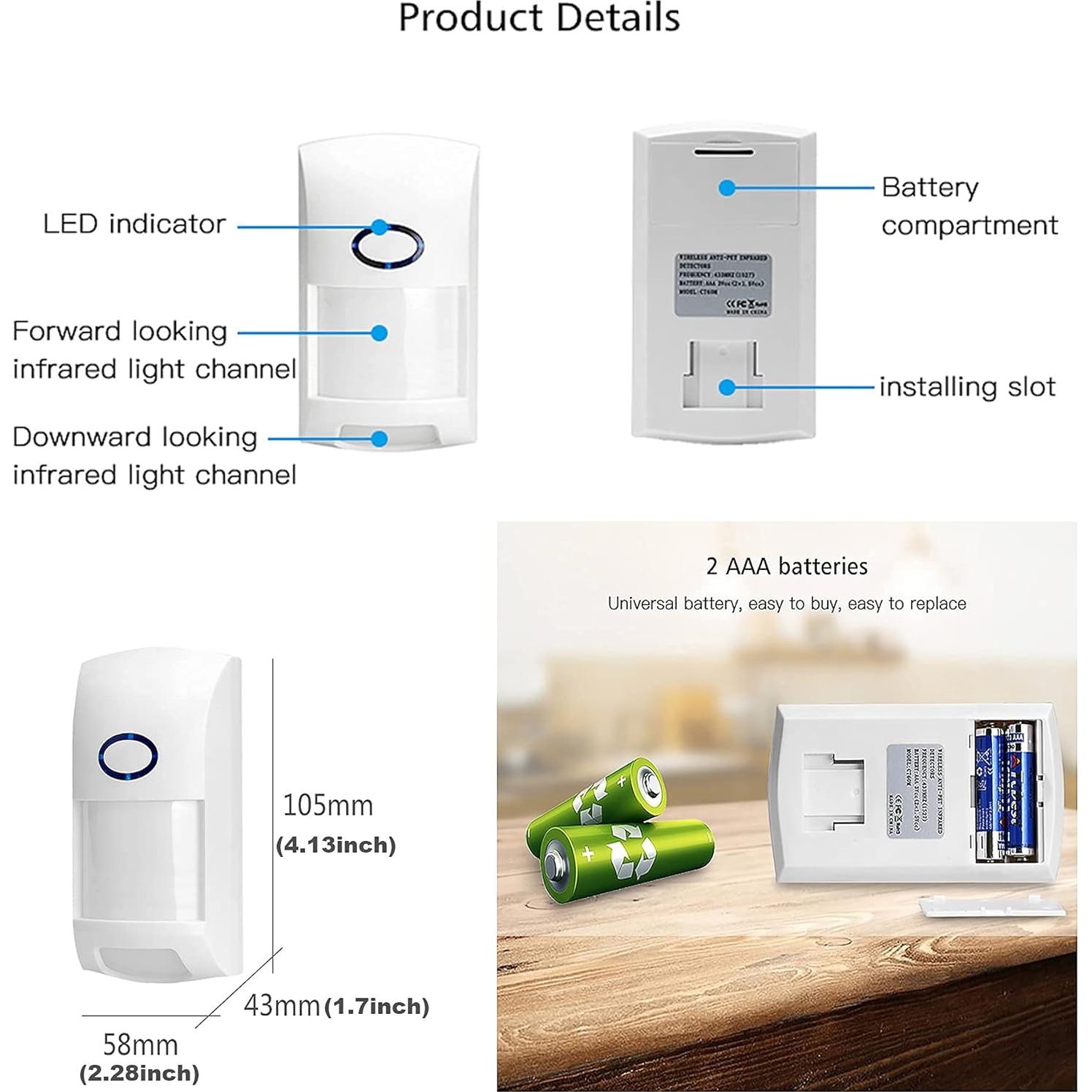 Sensor de Movimiento Inalámbrico Gaoducash WiFi 12m PIR
