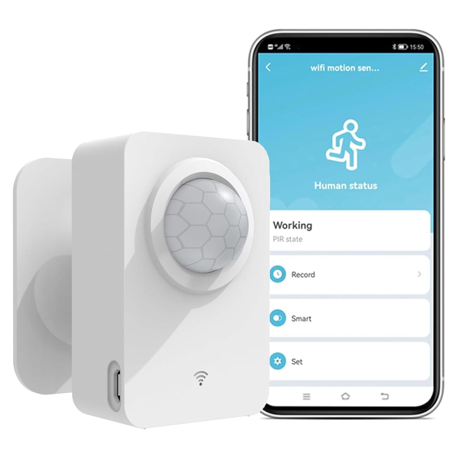 Sensor de Movimiento Inalámbrico WiFi QXMH PIR 8m 128°
