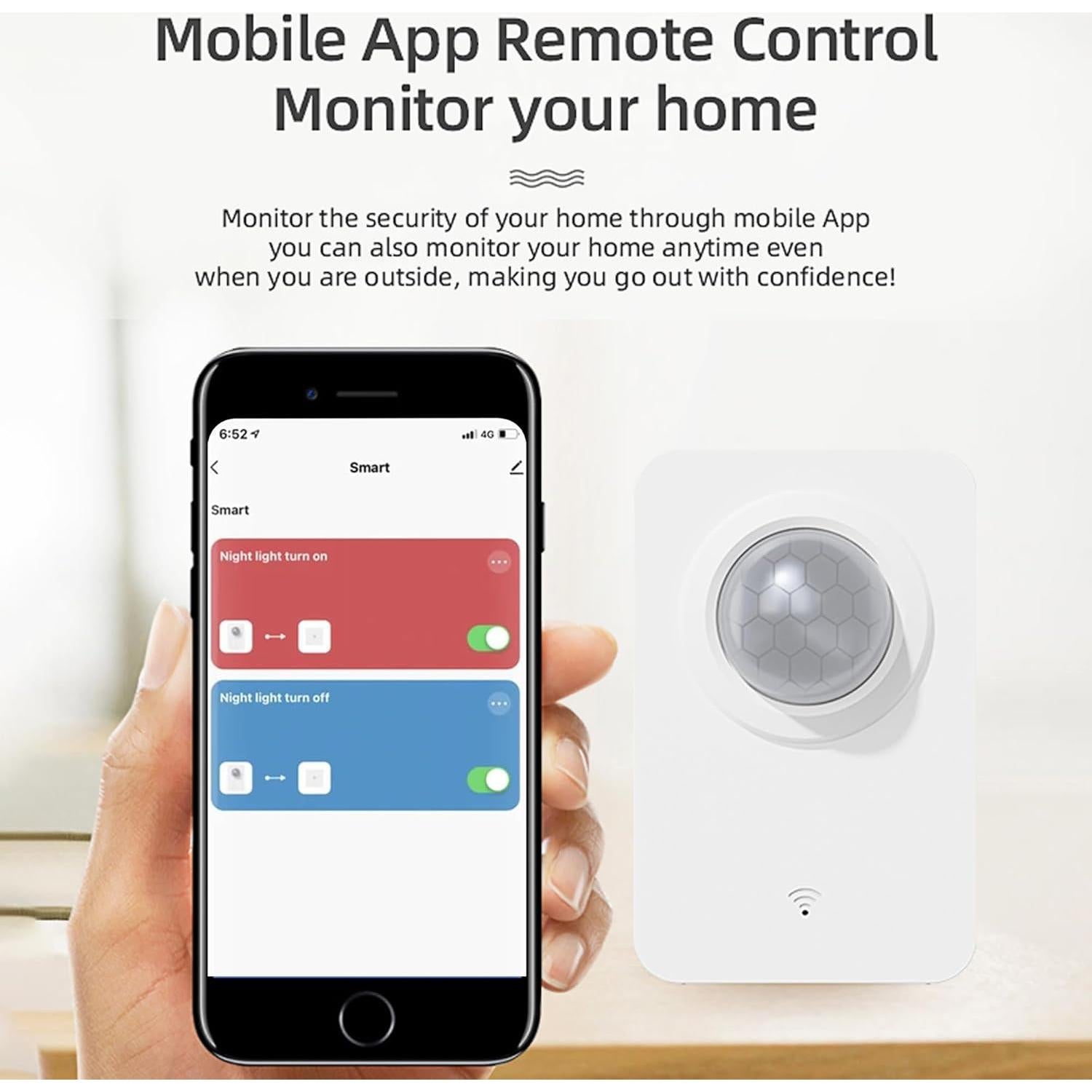 Sensor de Movimiento Inalámbrico WiFi QXMH PIR 8m 128°