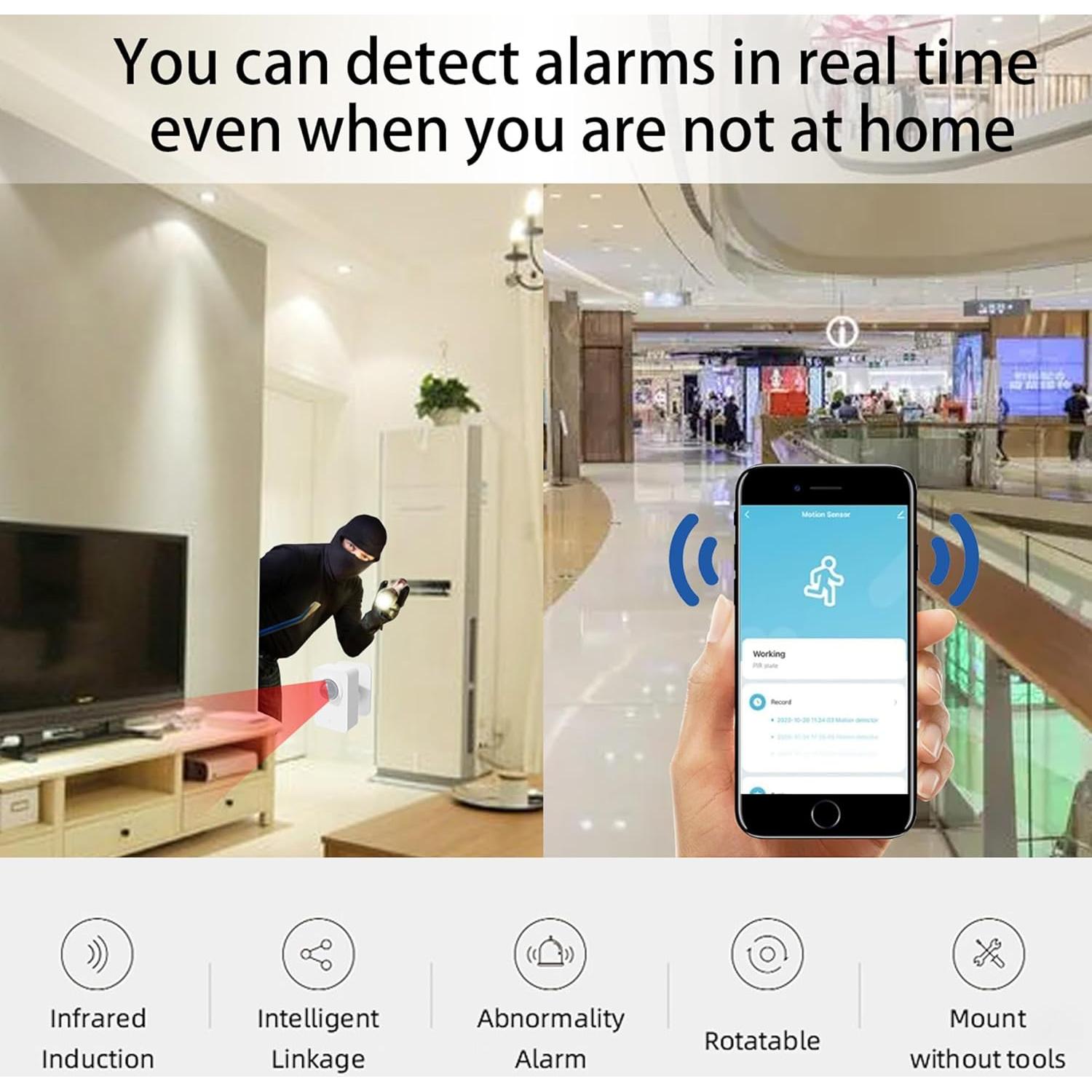 Sensor de Movimiento Inalámbrico WiFi QXMH PIR 8m 128°