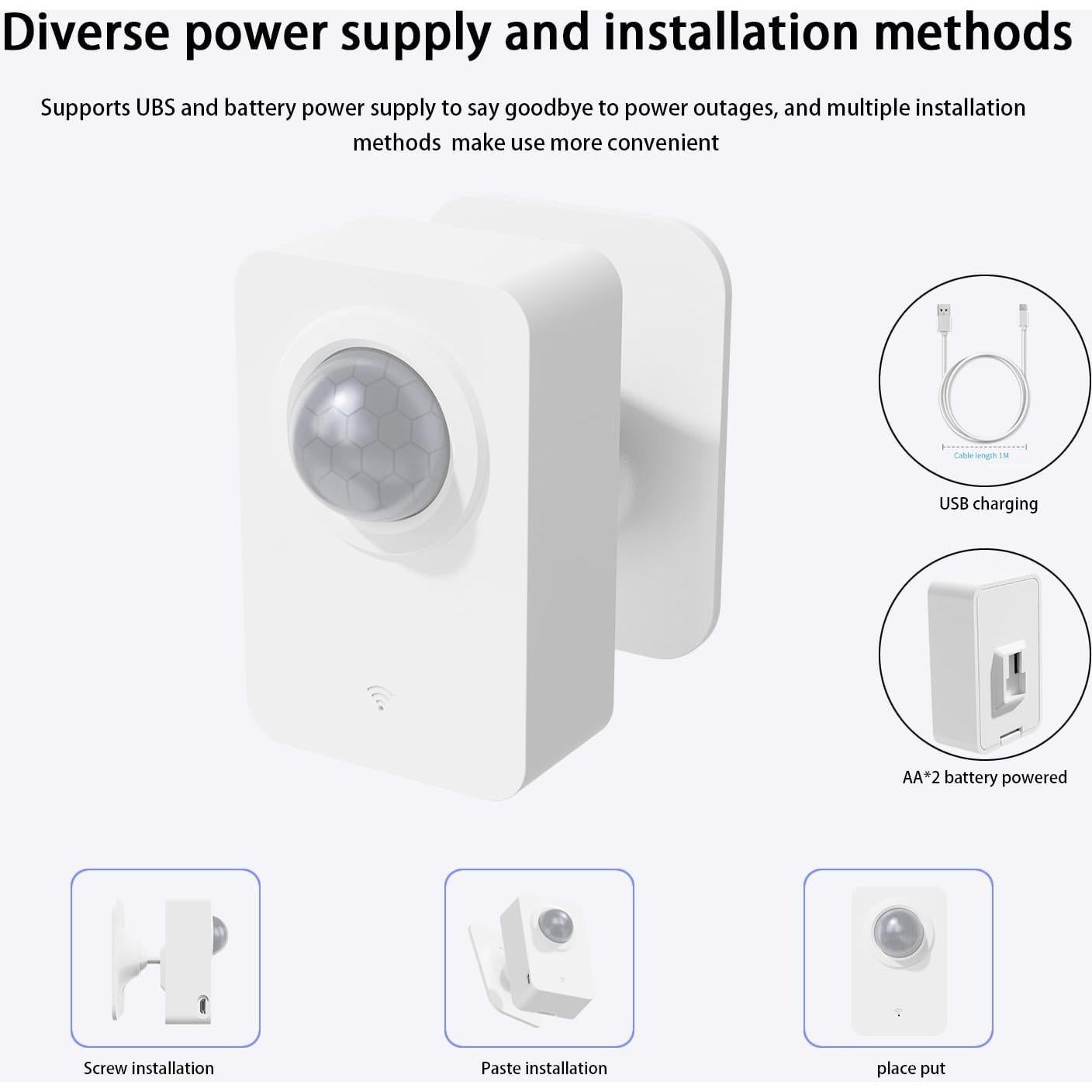 Sensor de Movimiento Inalámbrico WiFi QXMH PIR 8m 128°