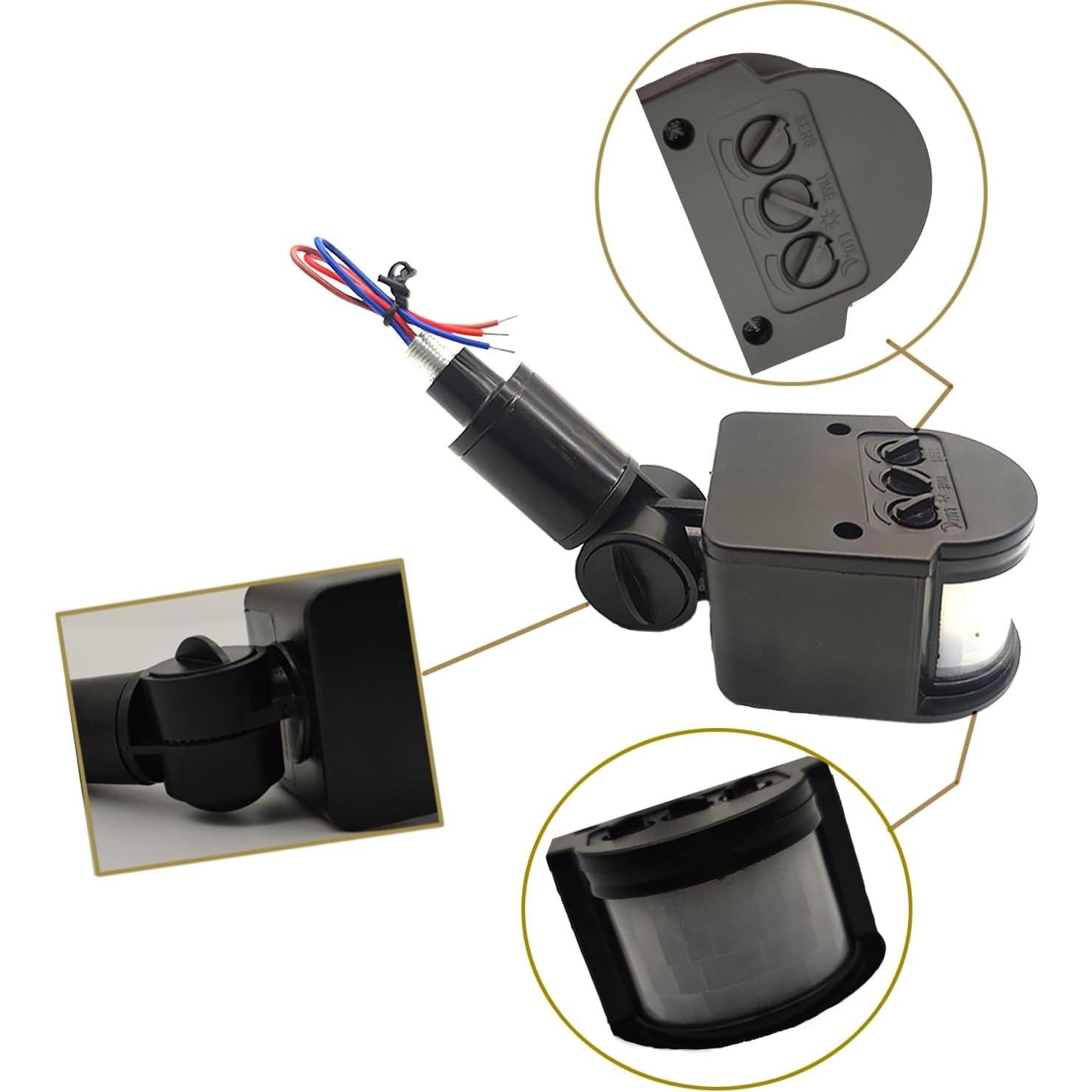 Detector de Movimiento PIR HANNAHONG 12m Impermeable Negro