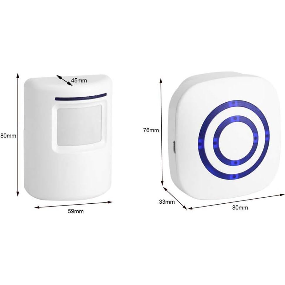 Actpe Motion Sensor Door Chime for Business, Outdoor Doorbell Kit Wireless Driveway Alert: Infrared Motion Sensor Chime with 2 Plug-in Receiver & 1 PIR Sensor Detector Alert