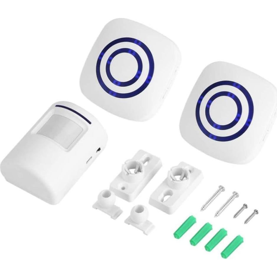 Actpe Motion Sensor Door Chime for Business, Outdoor Doorbell Kit Wireless Driveway Alert: Infrared Motion Sensor Chime with 2 Plug-in Receiver & 1 PIR Sensor Detector Alert