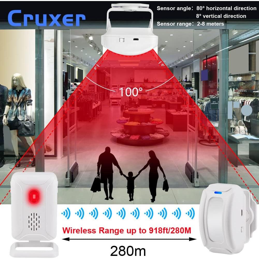 Alarma de Sensor de Movimiento Cruxer Inalámbrica 2 Sensores 1 Receptor