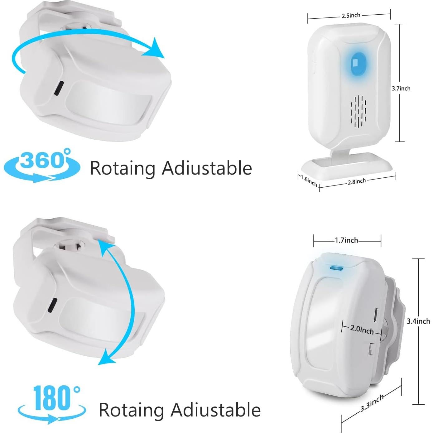 Alarma de Sensor de Movimiento Cruxer Inalámbrica 2 Sensores 1 Receptor