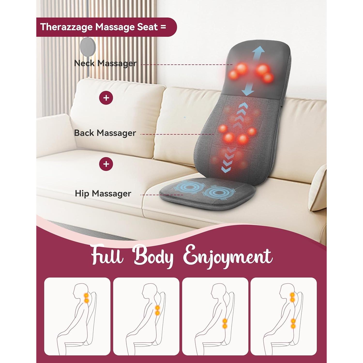 Masajeador Shiatsu Therazzage TZ-B210 con Calor y Vibración