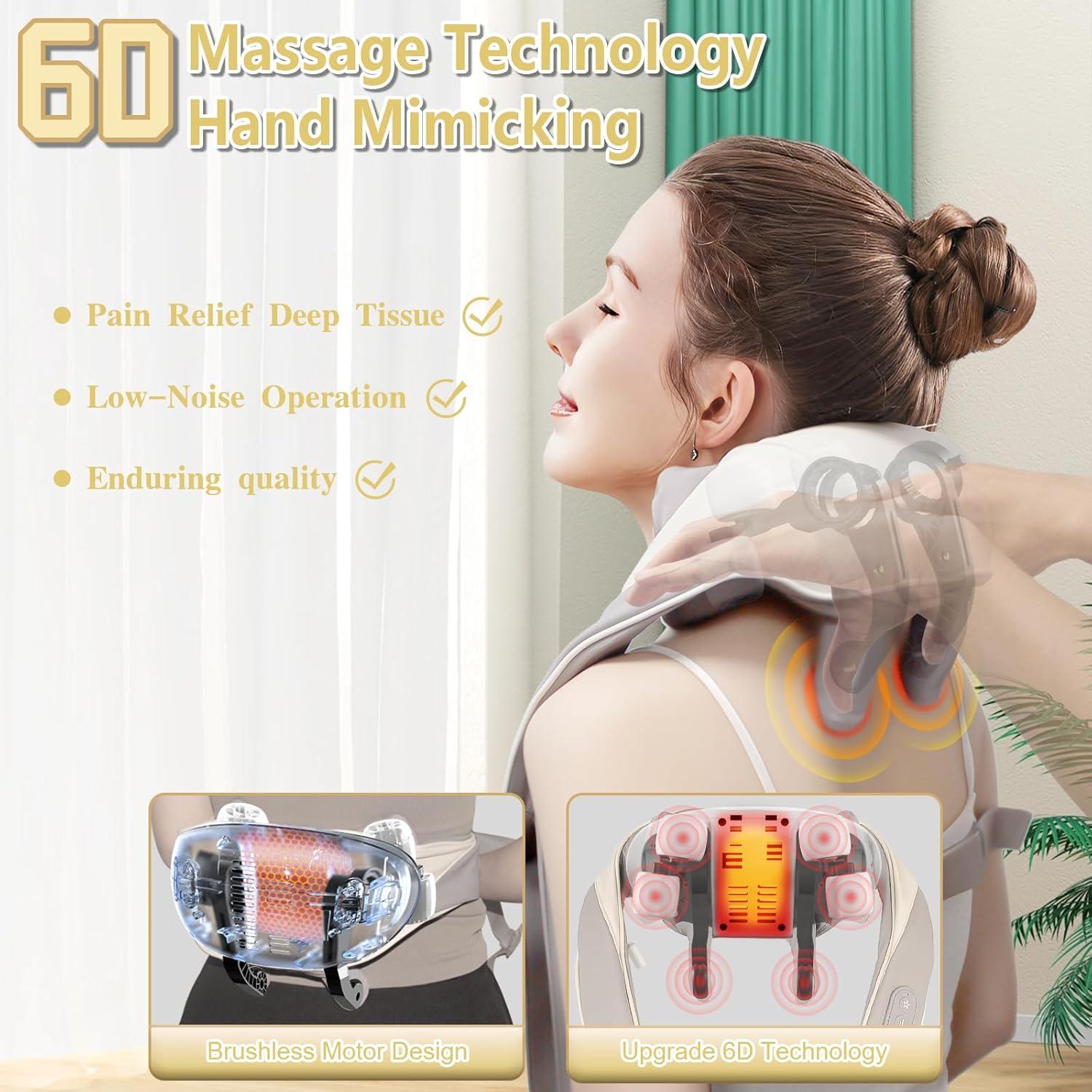 Masajeador de Cuello Shiatsu HWTONG 2025 con Calor y Modos