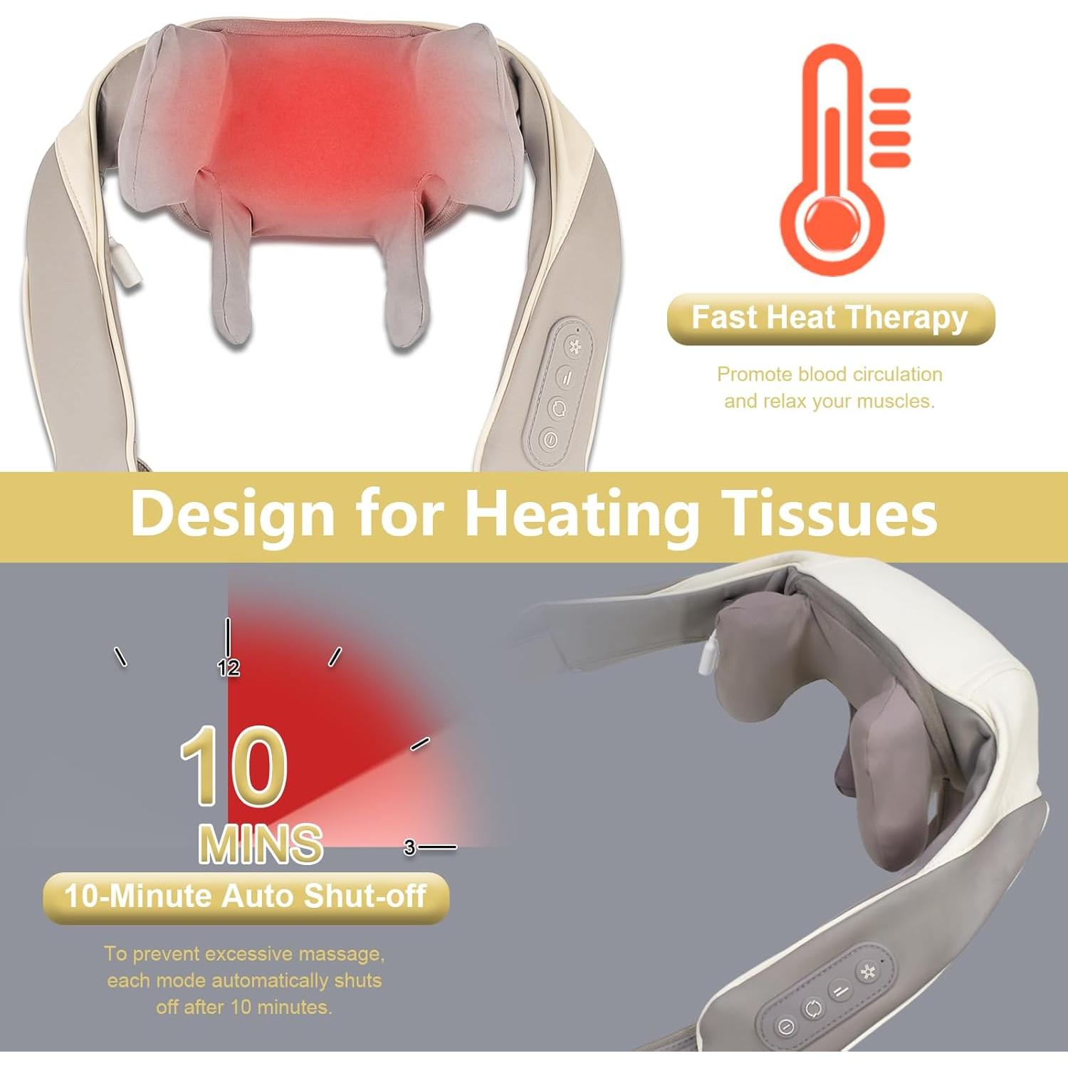 Masajeador de Cuello Shiatsu HWTONG 2025 con Calor y Modos