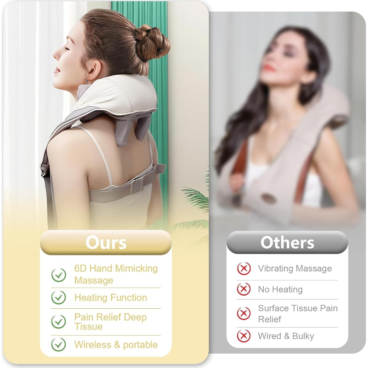 Masajeador de Cuello Shiatsu HWTONG 2025 con Calor y Modos