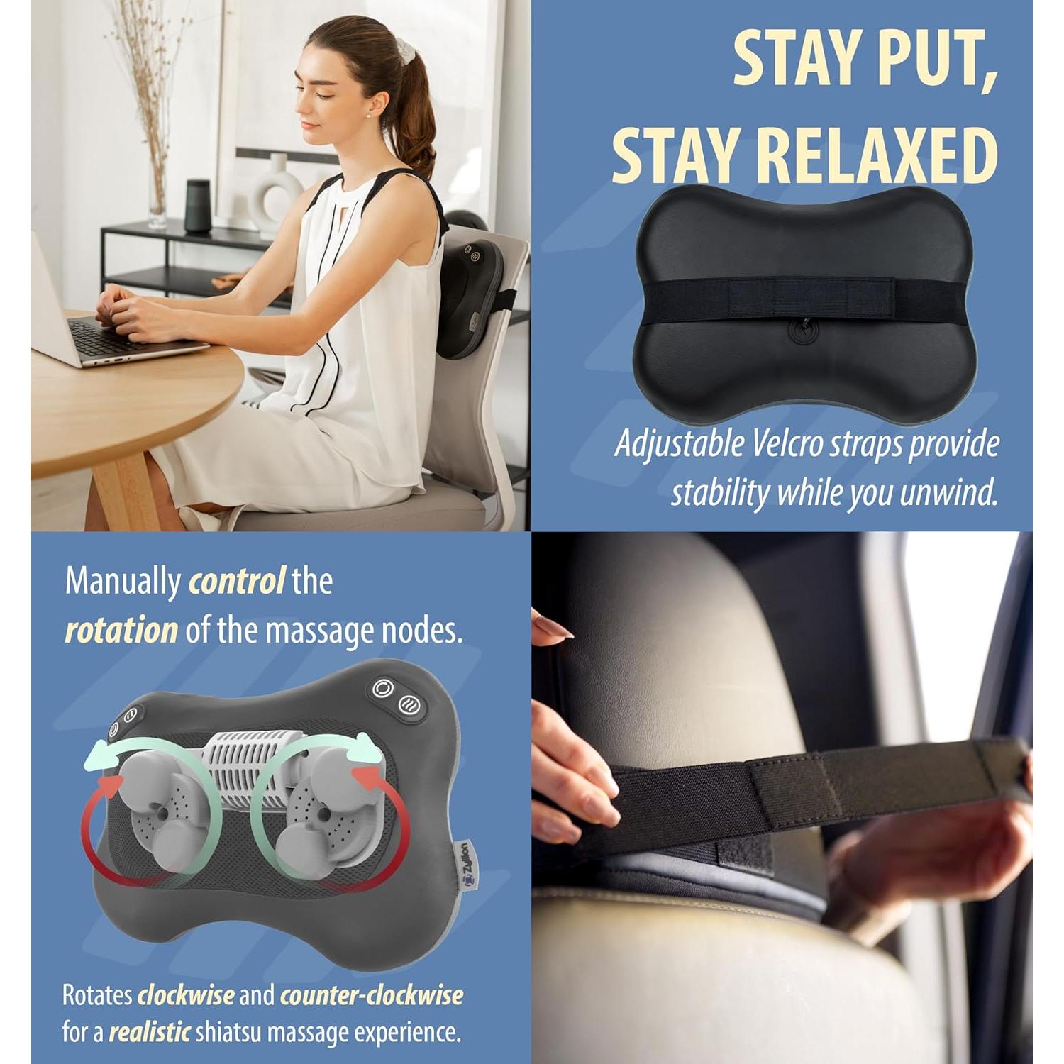 Masajeador Eléctrico Zyllion ZMA-34 con Calor y 2 Velocidades