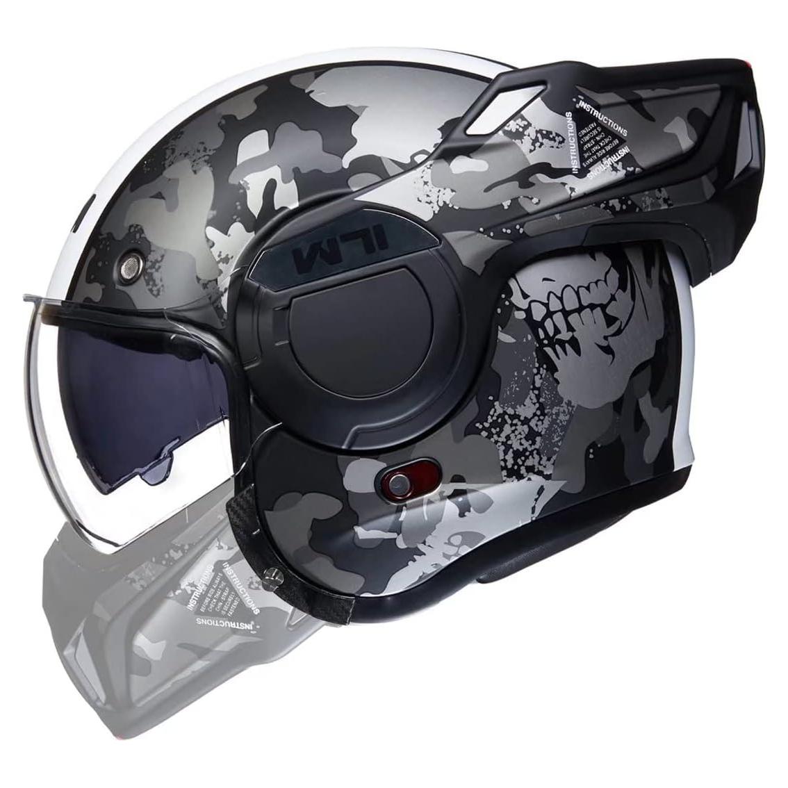Casco Modular ILM B707 Camuflaje Mediano para Motociclismo