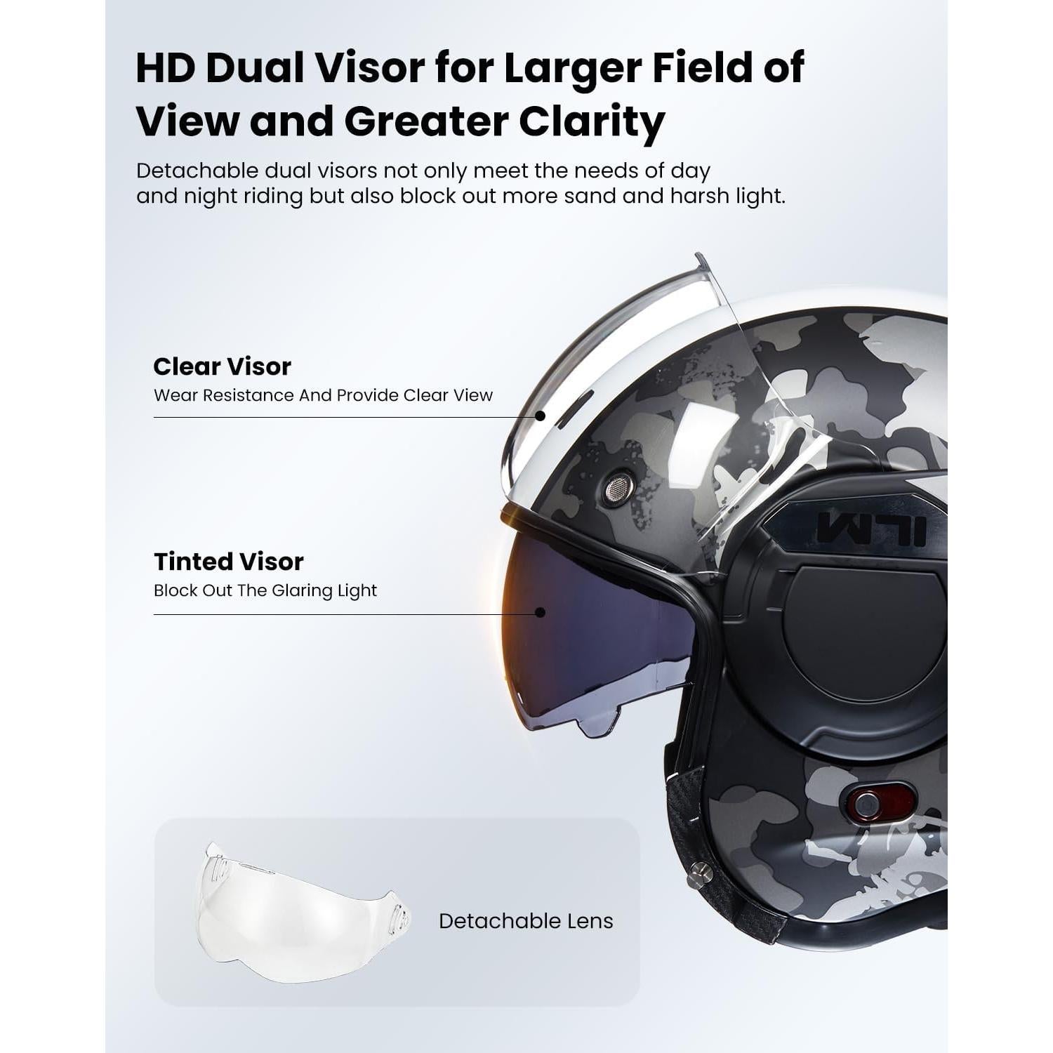 Casco Modular ILM B707 Camuflaje Mediano para Motociclismo