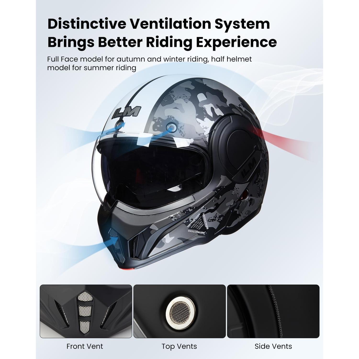 Casco Modular ILM B707 Camuflaje Mediano para Motociclismo