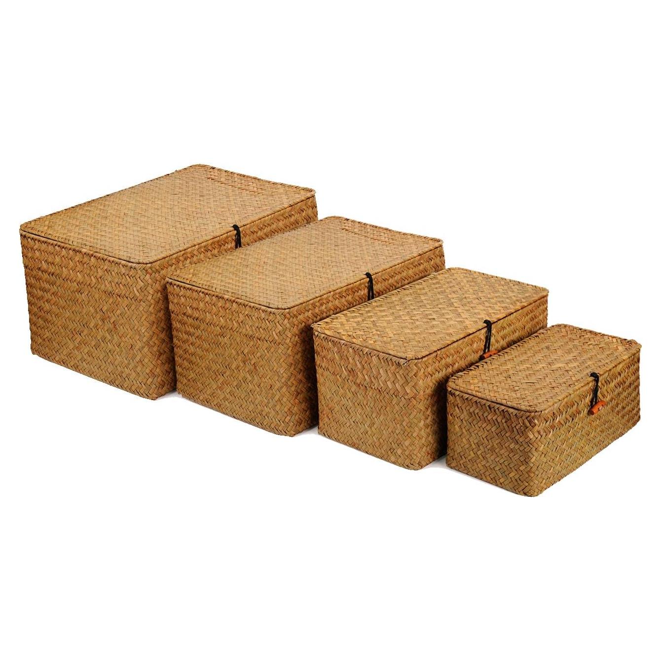 Cestas de Almacenamiento YANGQIHOME 4 Piezas Mimbre Natural