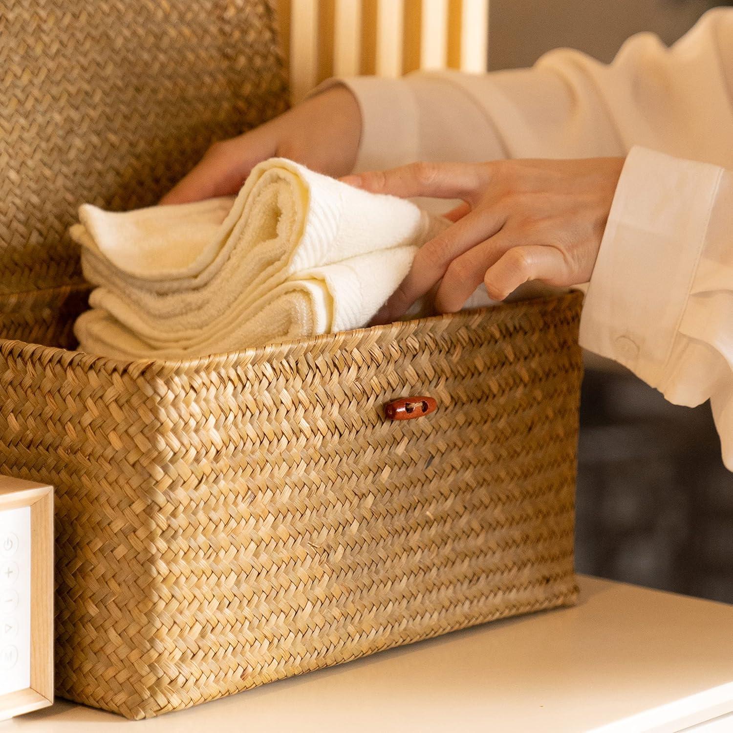 Cestas de Almacenamiento YANGQIHOME 4 Piezas Mimbre Natural