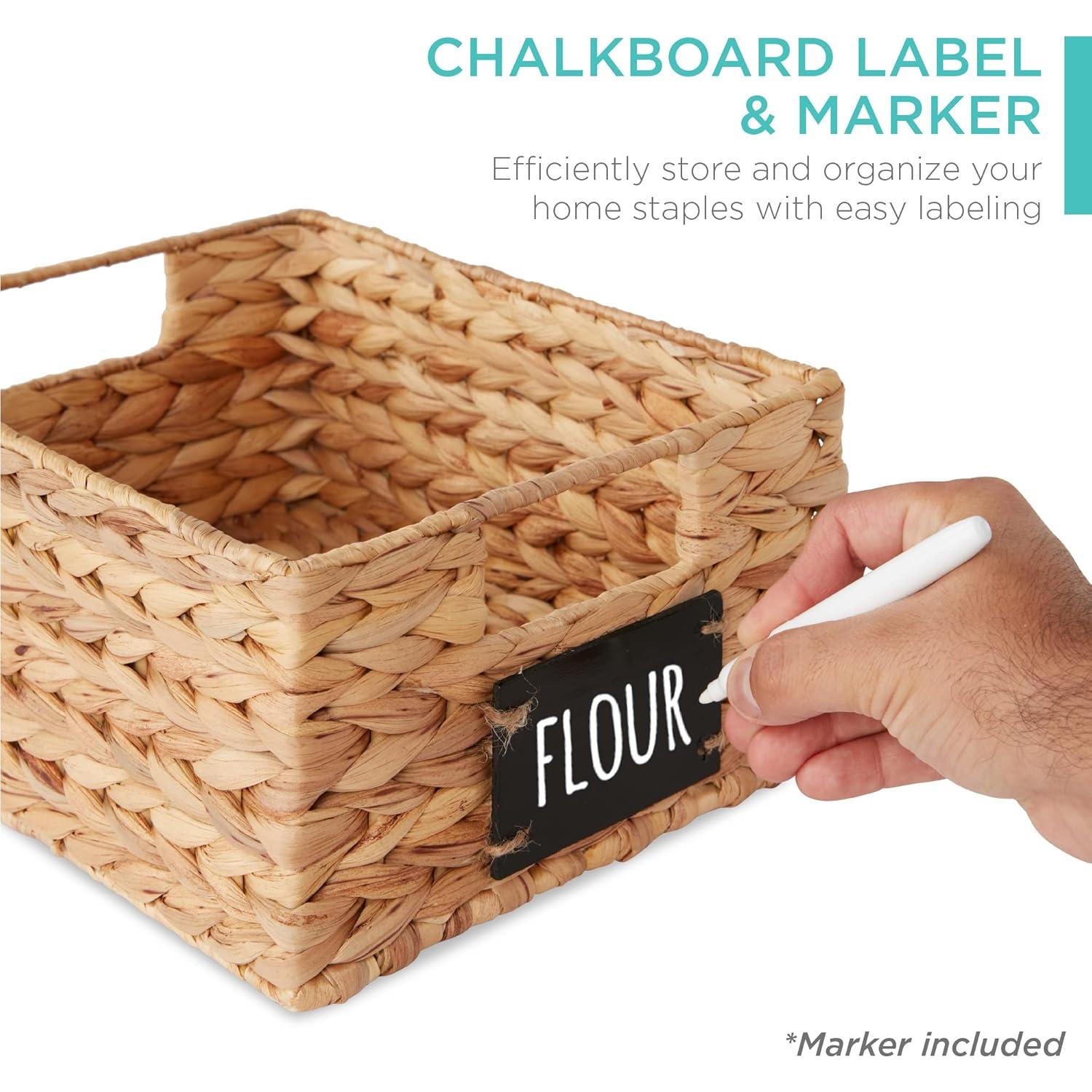 Conjunto de 4 Cestas de Jacinto de Agua 30x23x13cm - Natural