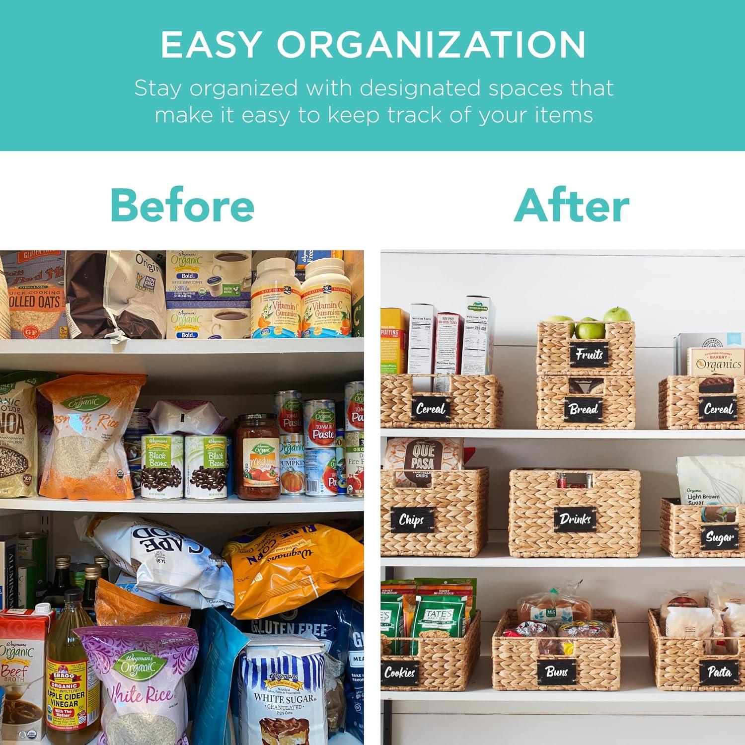 Conjunto de 4 Cestas de Jacinto de Agua 30x23x13cm - Natural