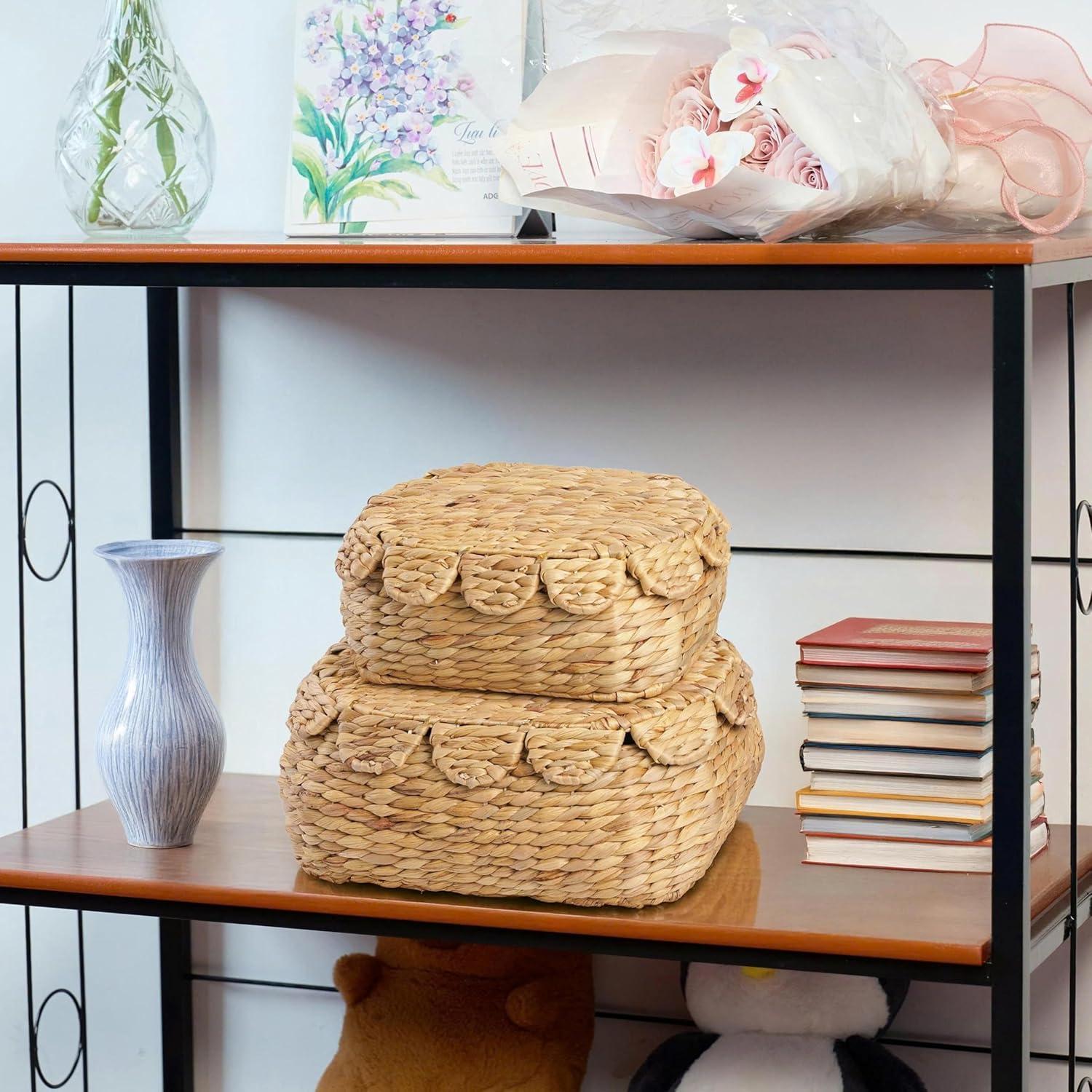 Cestas de Almacenamiento Redondas LUSYDECO con Tapa - Juego de 2