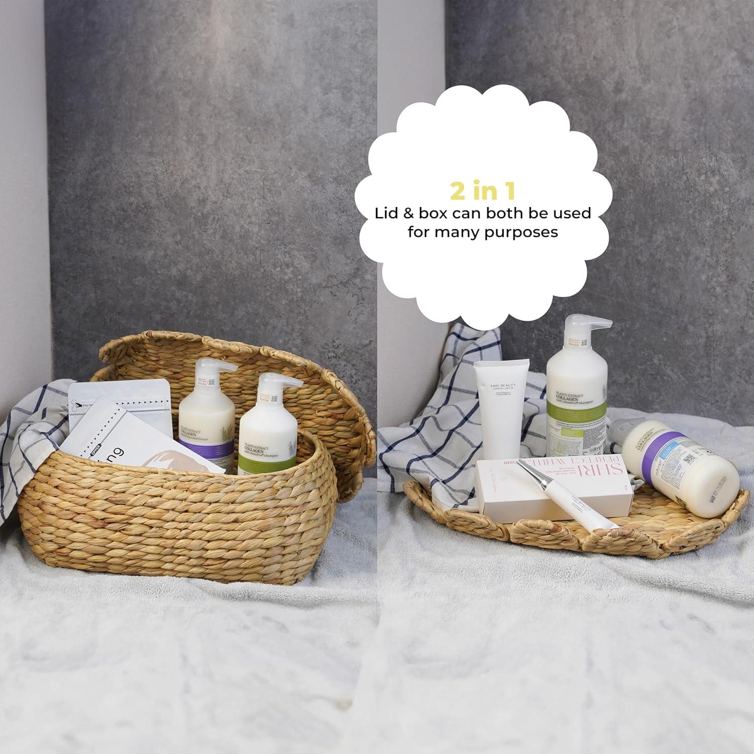 Cestas de Almacenamiento Redondas LUSYDECO con Tapa - Juego de 2