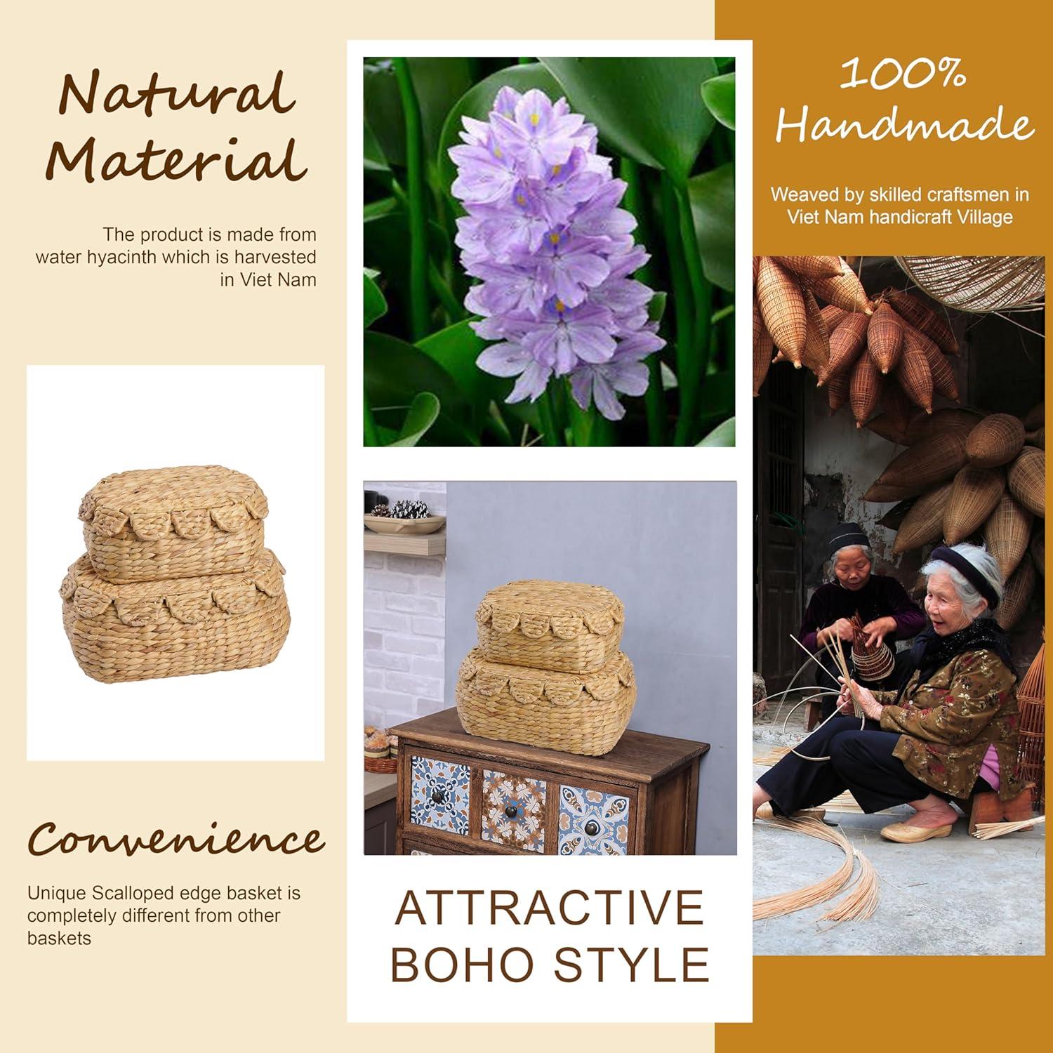 Cestas de Almacenamiento Redondas LUSYDECO con Tapa - Juego de 2