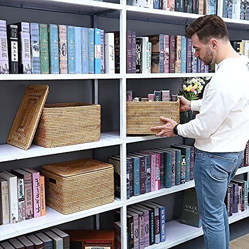 Cesta de Ratan con Tapa FIYAMMY 38.9x29x24.1 cm Apilable